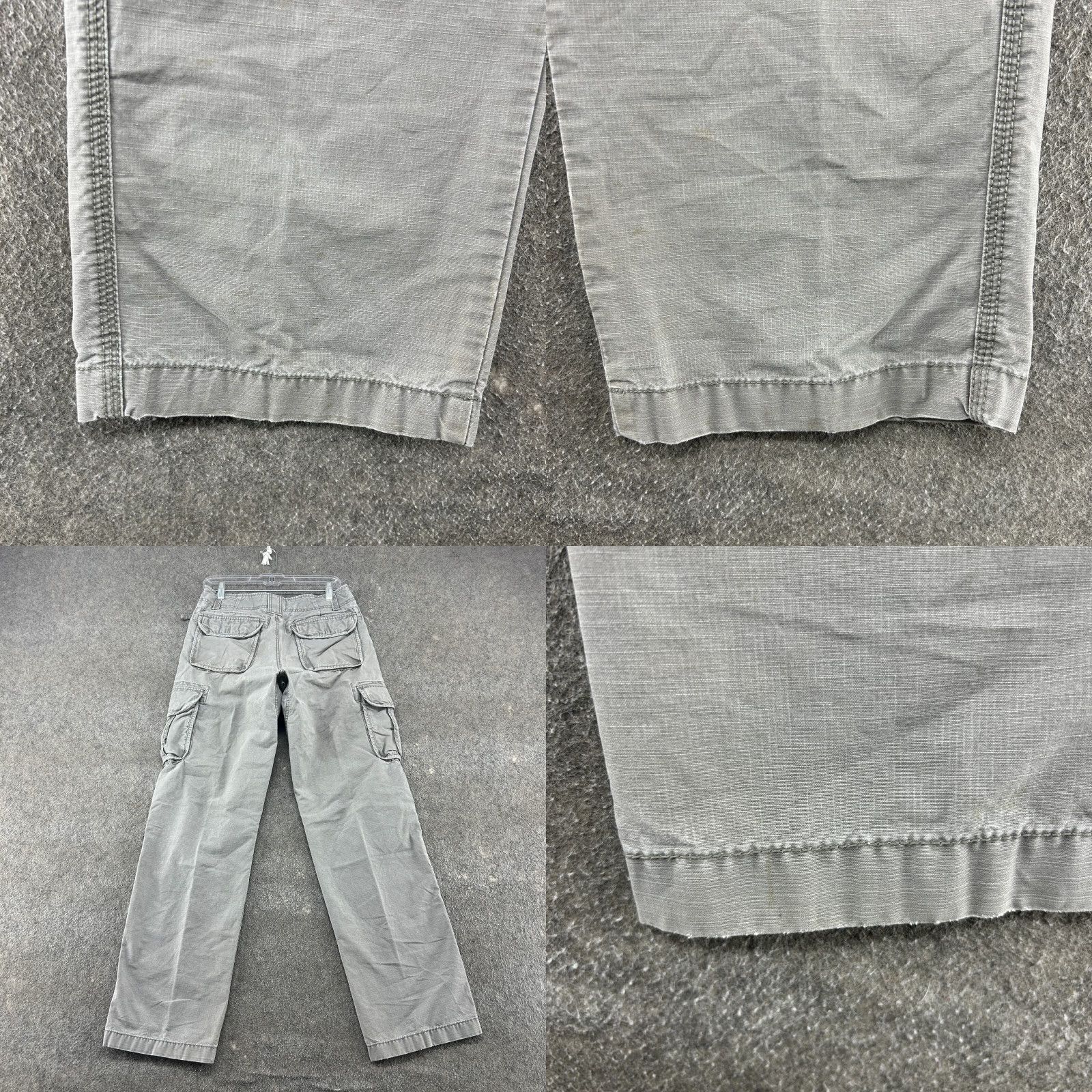 Vintage L.L. Bean Pants Mens 30x34 Grey Cargo Pockets Natural Canvas Cotton Regular Straight 30in Inseam Casual Workwear Size US 30 / EU 46 - 8 Thumbnail