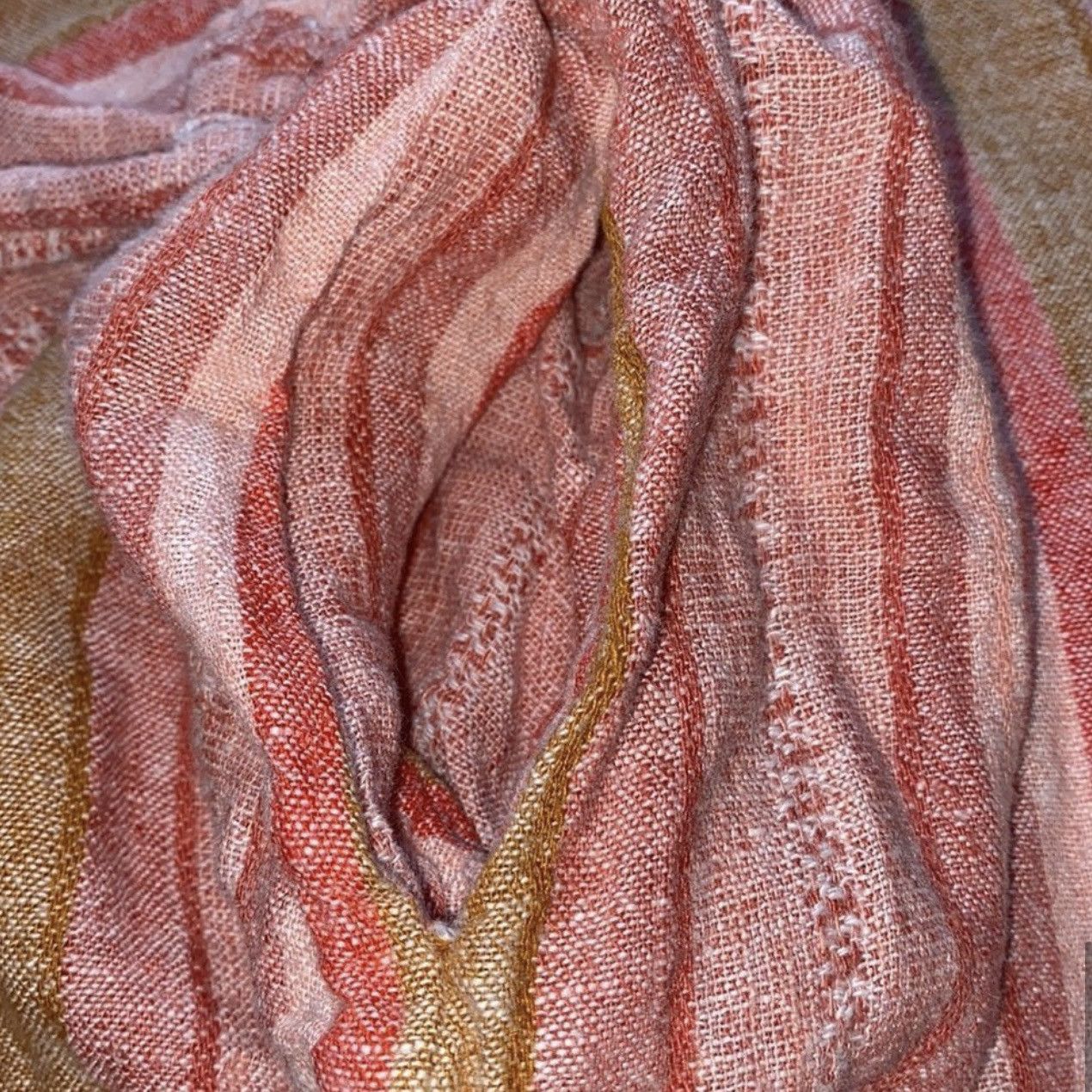 Anthropologie × Drew DREW Red Nat Dobby, Striped, Drawstring Linen Dress Size L / US 10 / IT 46 - 13 Thumbnail