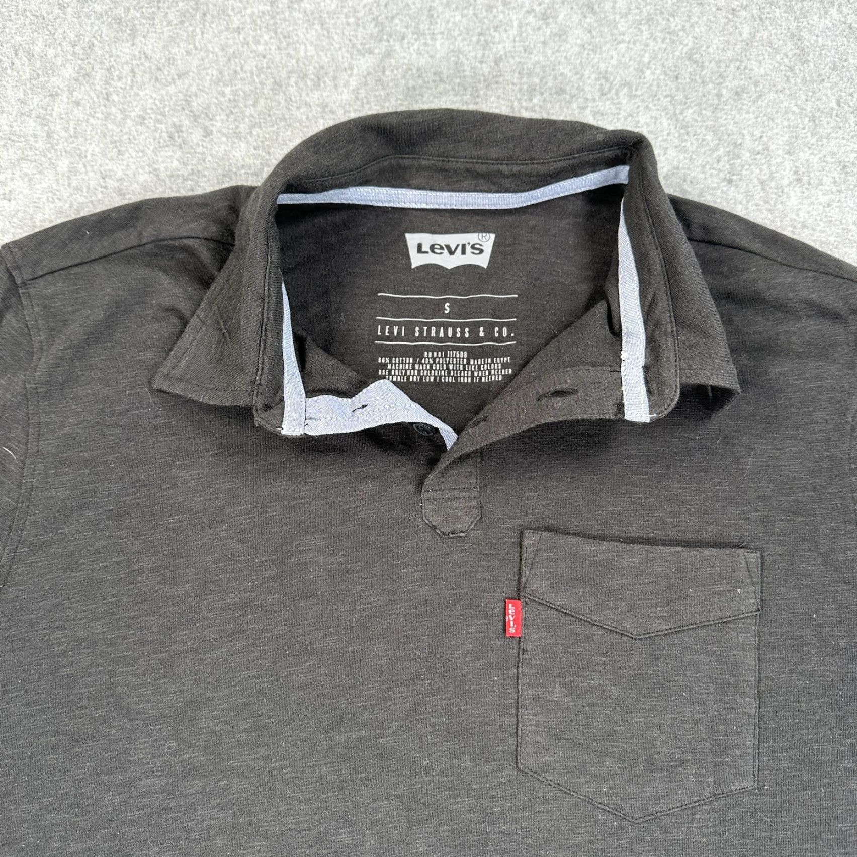 Levi's Levis Polo Shirt Mens Small Gray Jersey Knit Chest Pocket Red Tab Logo Casual Size US S / EU 44-46 / 1 - 4 Thumbnail