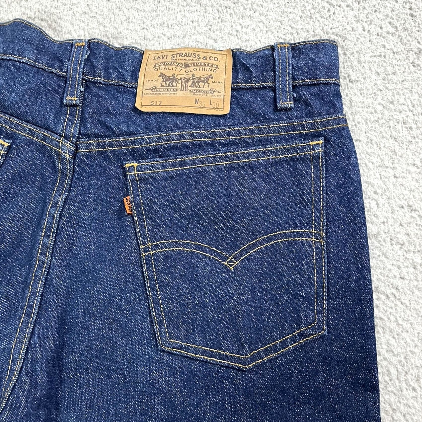 Levi's Levis 517 Jeans Mens 36x30 Denim Blue Vintage Dark Wash USA 80s 90s Bootcut 5-Pocket Design Regular Shirt? Size US 36 / EU 52 - 4 Thumbnail