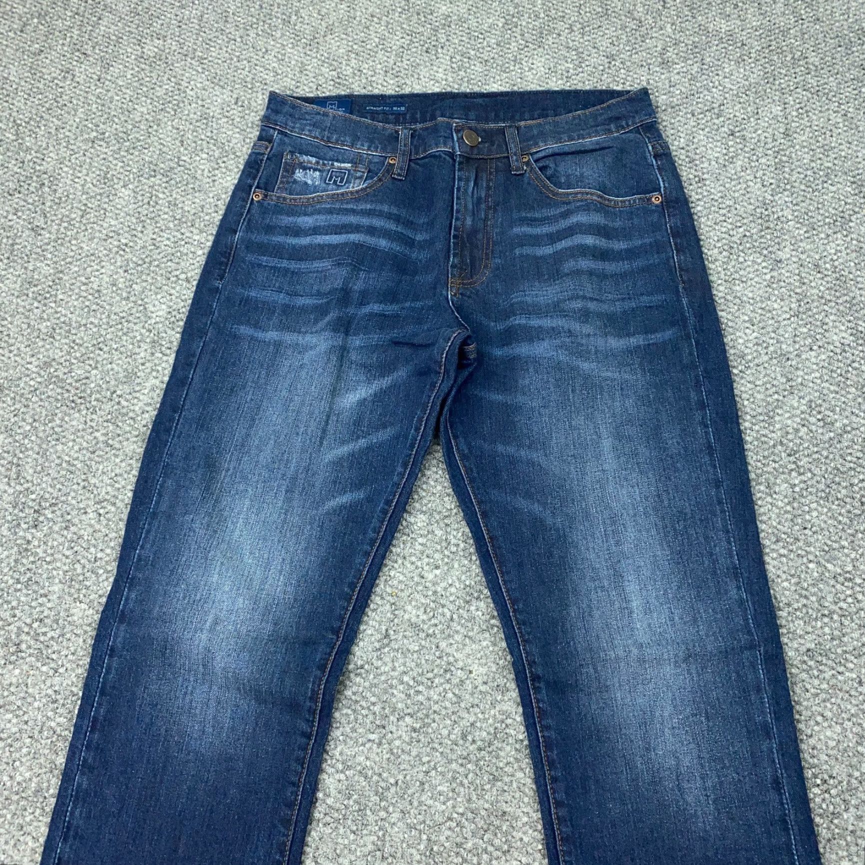 Vintage MICHAEL STRAHAN Jeans Mens Blue 30x32 Straight Stretch Denim Regular Fit Size US 31 - 2 Thumbnail