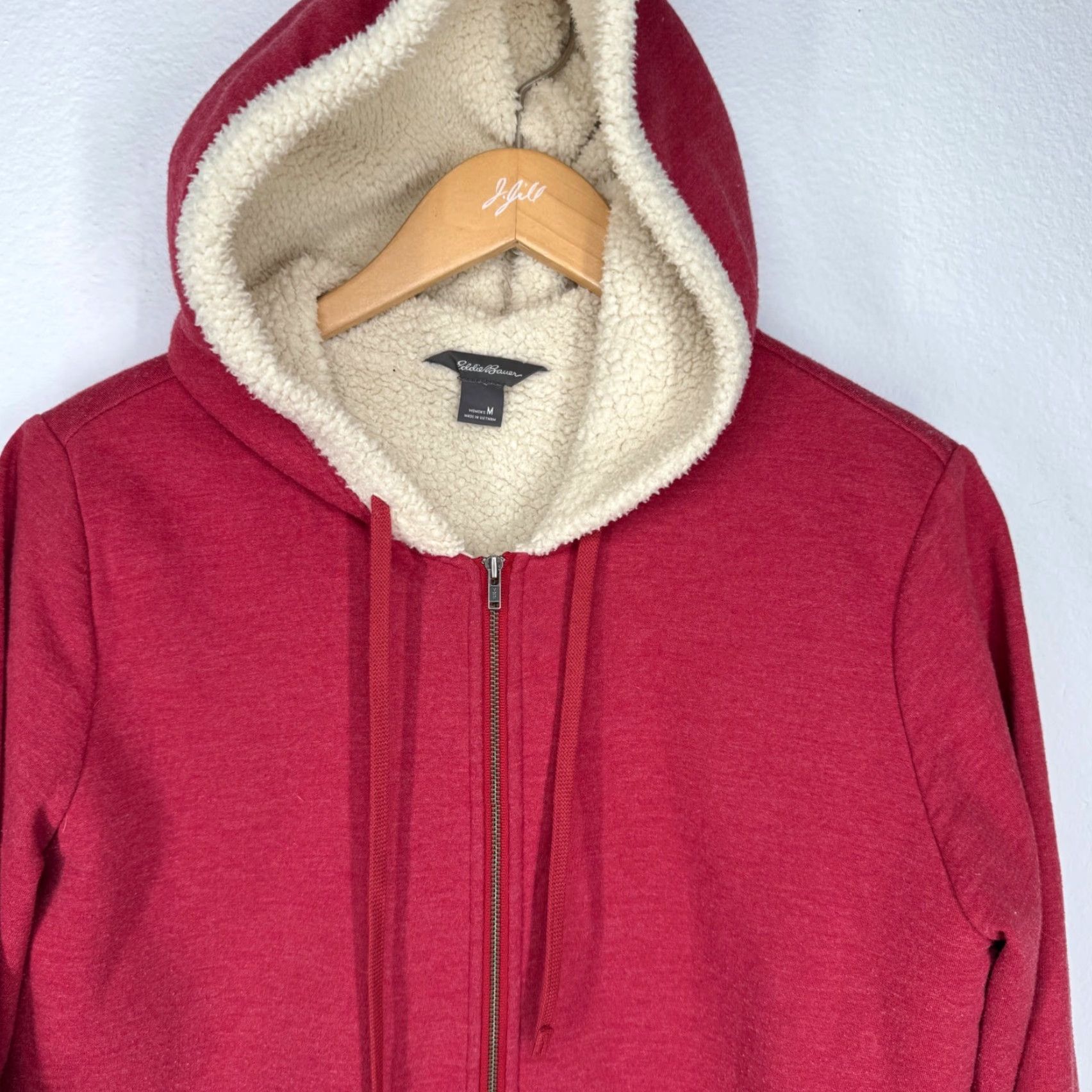 Eddie Bauer Eddie Bauer Womens Red Sherpa Lined Full Zip Hoodie Sweatshirt M Gorpcore Size M / US 6-8 / IT 42-44 - 5 Thumbnail