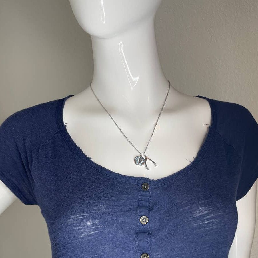 Swarovski Swarovski Unisex Om Blue Necklace Rhodium plated Size ONE SIZE - 8 Thumbnail