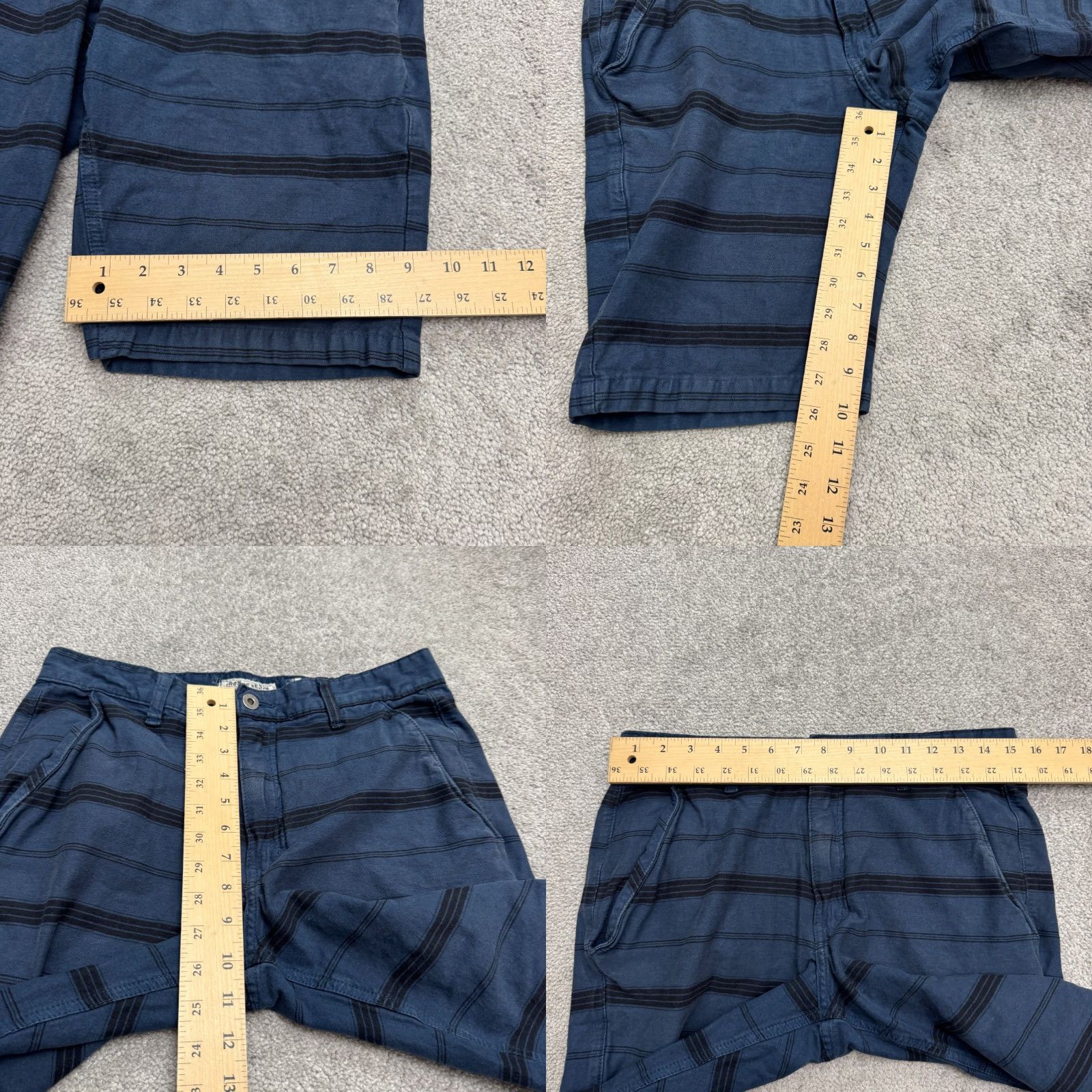 Vintage Iron & Resin Striped Bermuda Shorts Mens 32 Navy Blue Black Casual Outdoor USA Shorts Mens 32 Navy Blue Black Striped Bermuda Pockets Summer 90s? Size US 32 / EU 48 - 8 Thumbnail