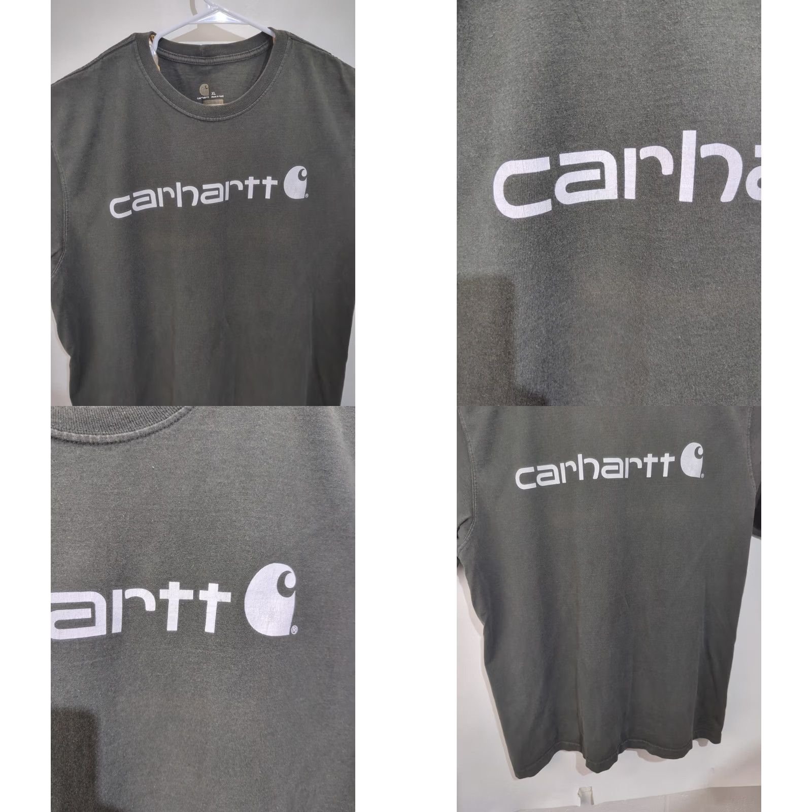 Carhartt Carhartt Mens XL Black Original Fit Short Sleeve T-Shirt Spell Out Logo Faded Size US XL / EU 56 / 4 - 8 Thumbnail