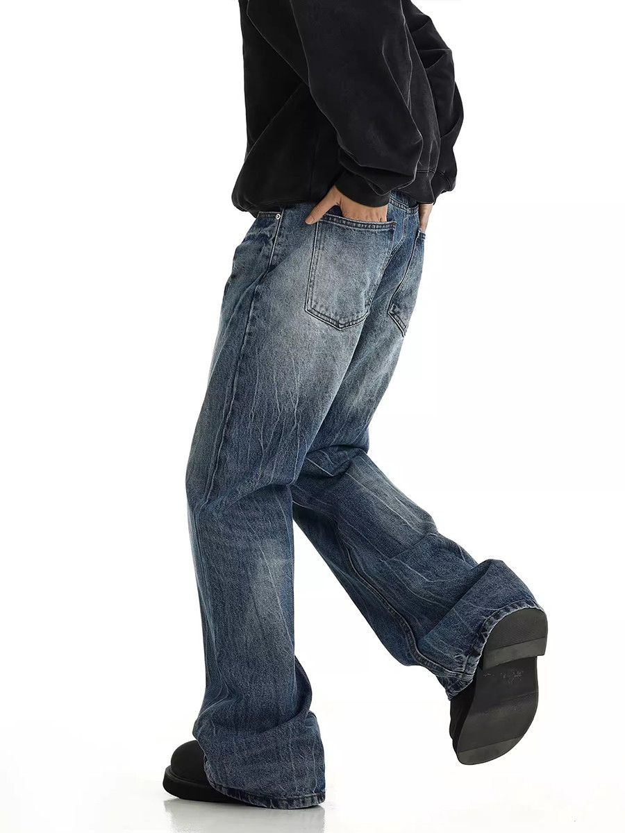 Jean × Vintage Wrinkled Baggy Jeans Cleanfit Cracked Distressed Size US 30 / EU 46 - 3 Thumbnail