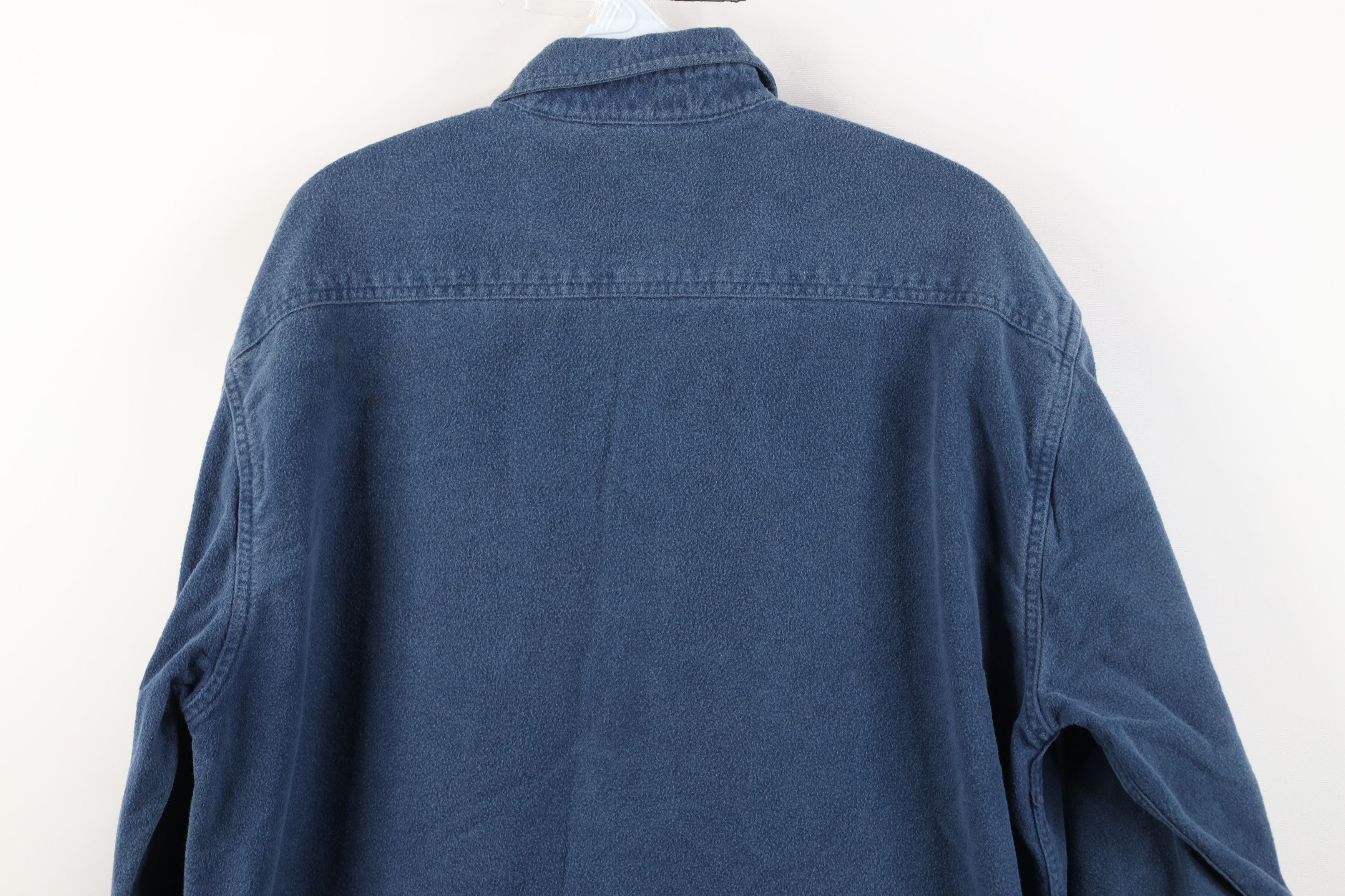Vintage Vintage 90s Streetwear Heavy Chamois Cloth Button Shirt Blue Size US L / EU 52-54 / 3 - 13 Thumbnail