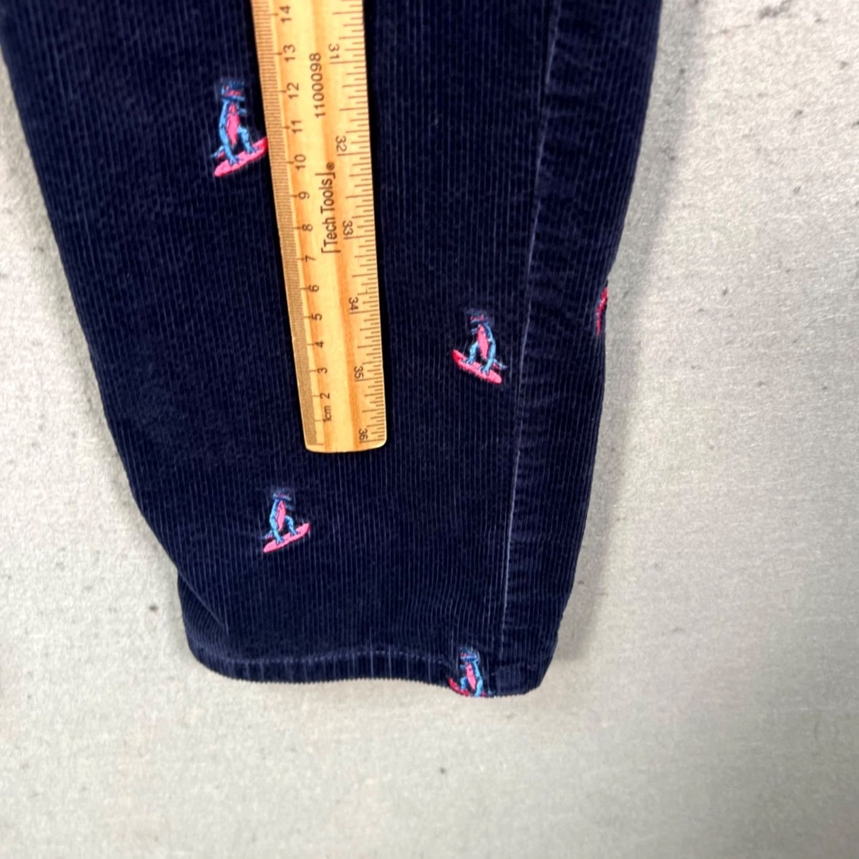 Bonobos Bonobos Mens Blue Corduroy Chino Pants with Dinosaur Embroidery 31 x 32 Straight Front Pocketed Regular Waist Mens Size US 31 - 7 Thumbnail