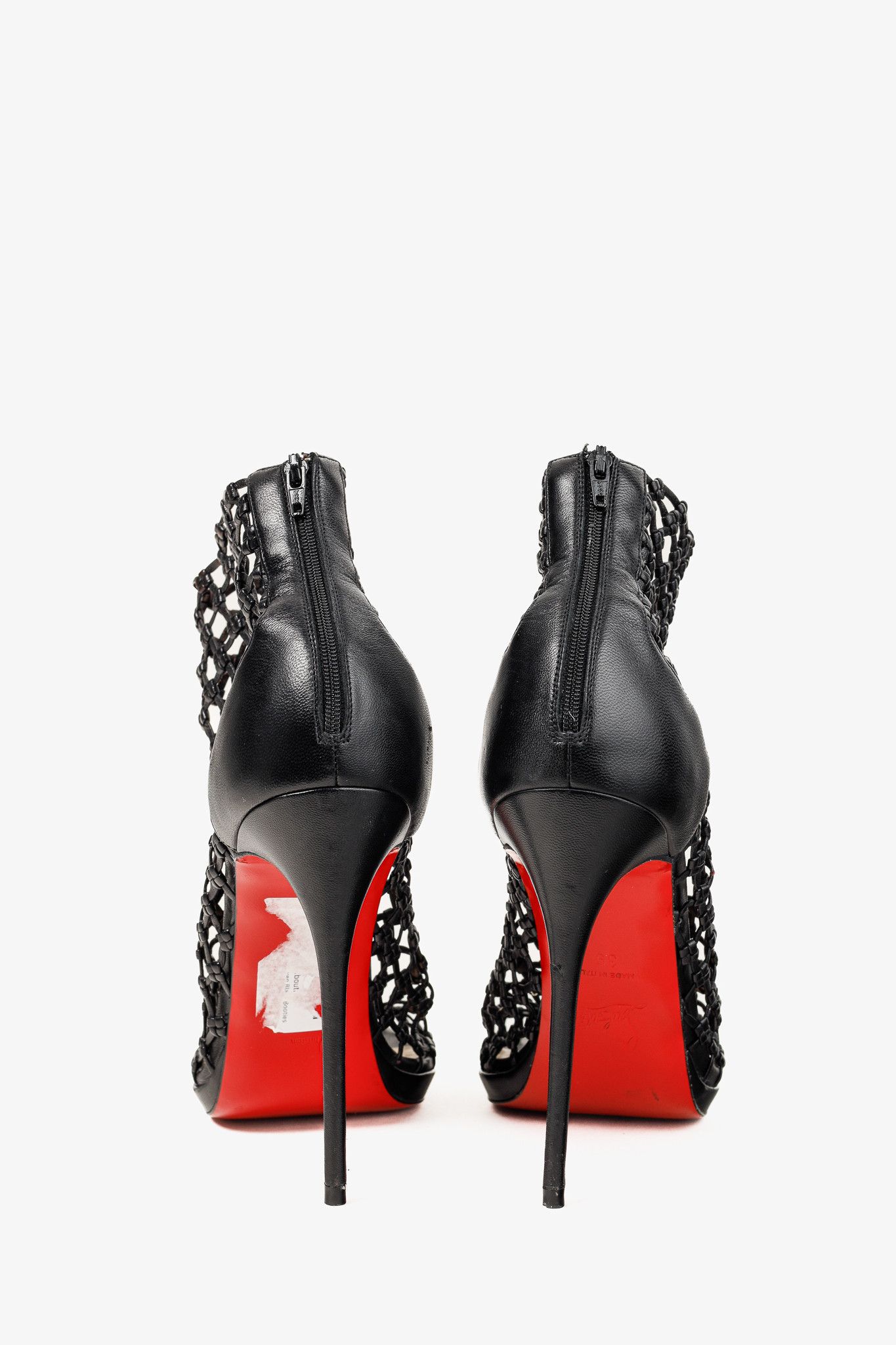 Christian Louboutin Christian Louboutin Porligat 120 Leather Woven Cage Heels Size US 8.5 / IT 38.5 - 3 Thumbnail