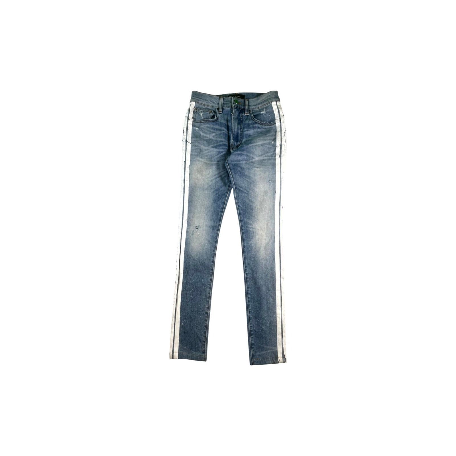 Amiri Amiri Stripe Light Wash & White Jeans Size US 29 - 1 Thumbnail