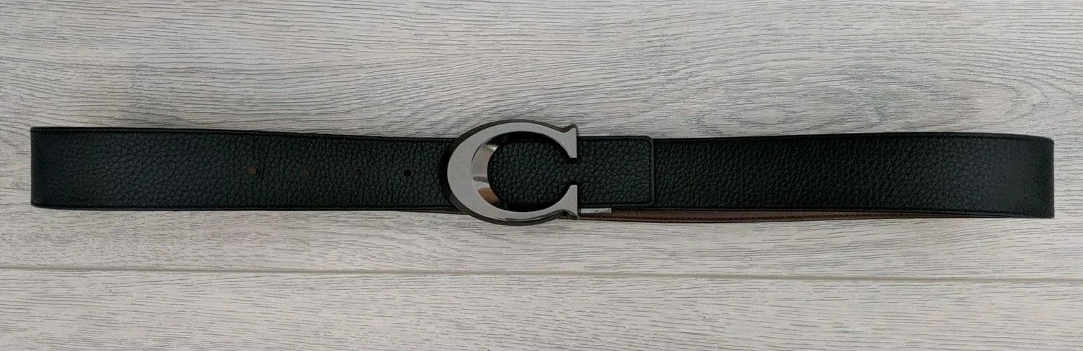 Coach Coach Men's Reversible Belt Plaque Black/Brown Leather Size 36 - 2 Thumbnail