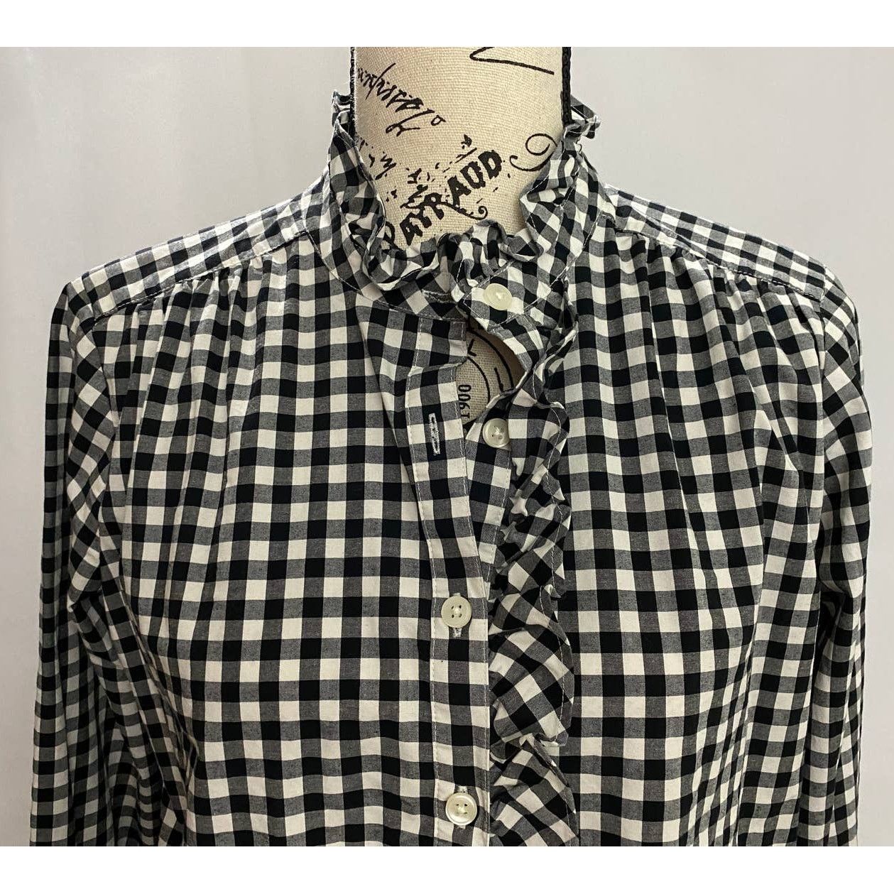 Ann Taylor Ann Taylor Black & White Gingham Button Up Blouse Size S / US 4 / IT 40 - 3 Thumbnail