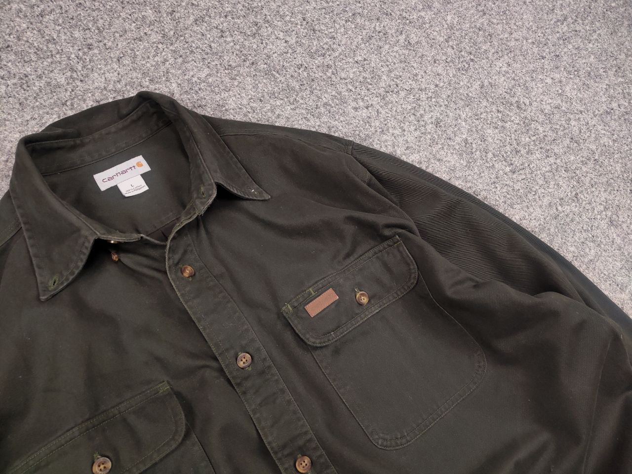 Carhartt Vintage 90's Carhartt Canvas Baggy Button Shirt USA Style Size US L / EU 52-54 / 3 - 7 Thumbnail