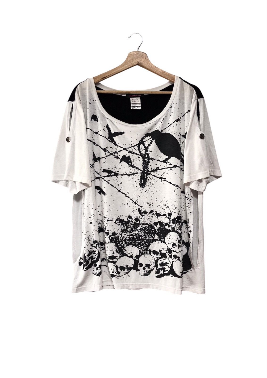 Japanese Brand ALGONQUINS Full Print Punk Design Distressed Shirt Size US L / EU 52-54 / 3 - 1 Thumbnail