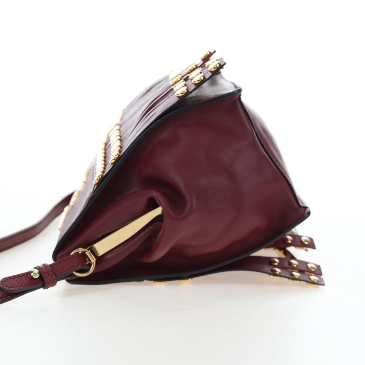 Prada Prada Saffiano Galleria Shoulder Bag Burgundy Size ONE SIZE - 4 Thumbnail