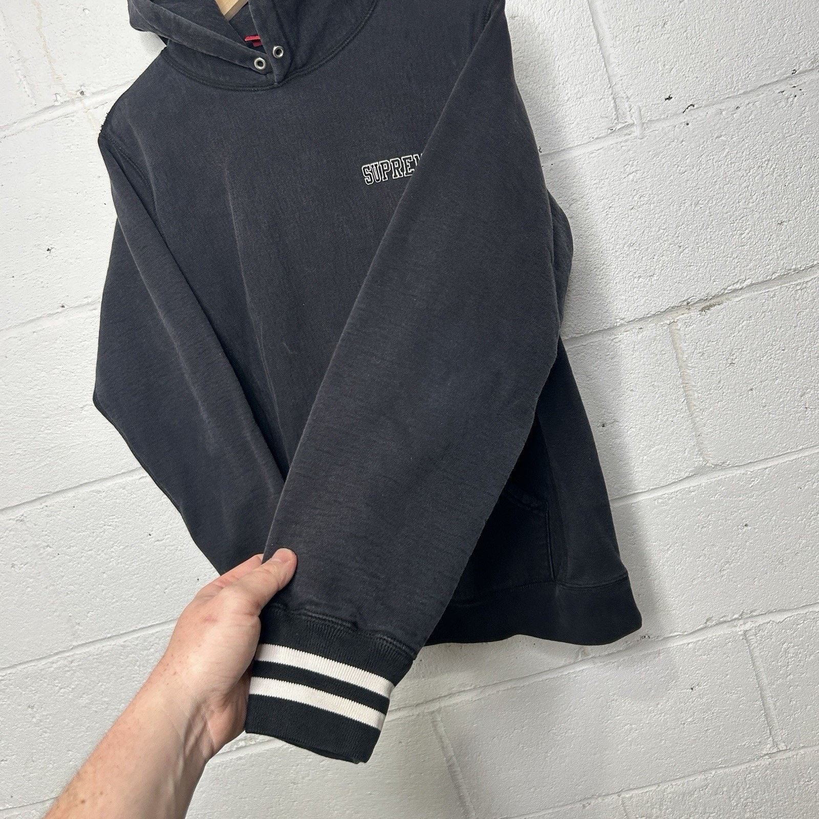 Supreme Supreme Black Embroidered Pullover Striped Hoodie “Black” Size US M / EU 48-50 / 2 - 7 Thumbnail