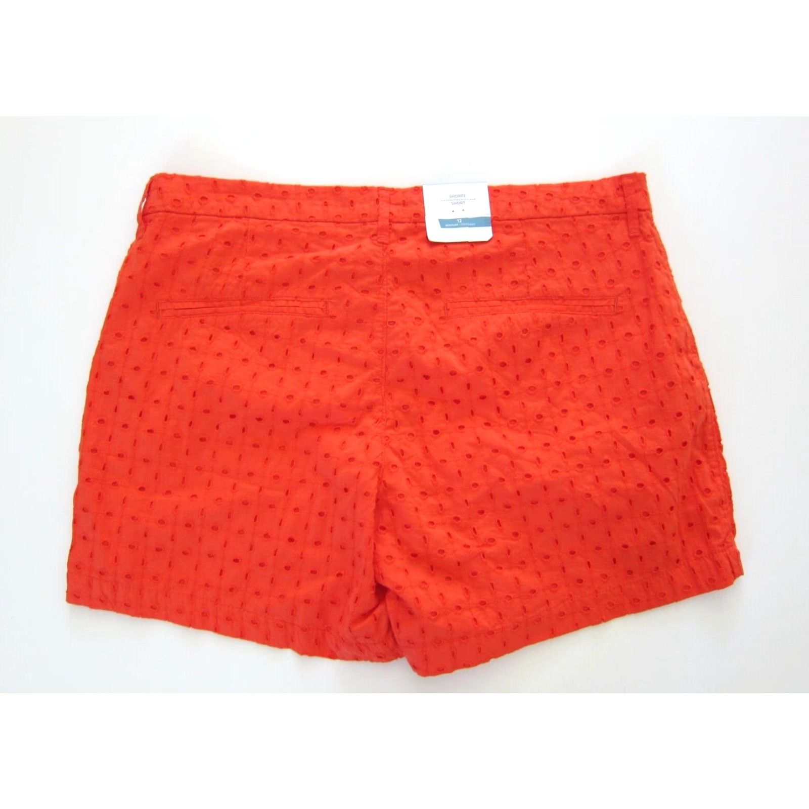 Old Navy NWT Old Navy Cotton Orange Embroidered Flat Front Pocket Standard Chino Short Women 12 Size 34" / US 12 / IT 48 - 2 Thumbnail