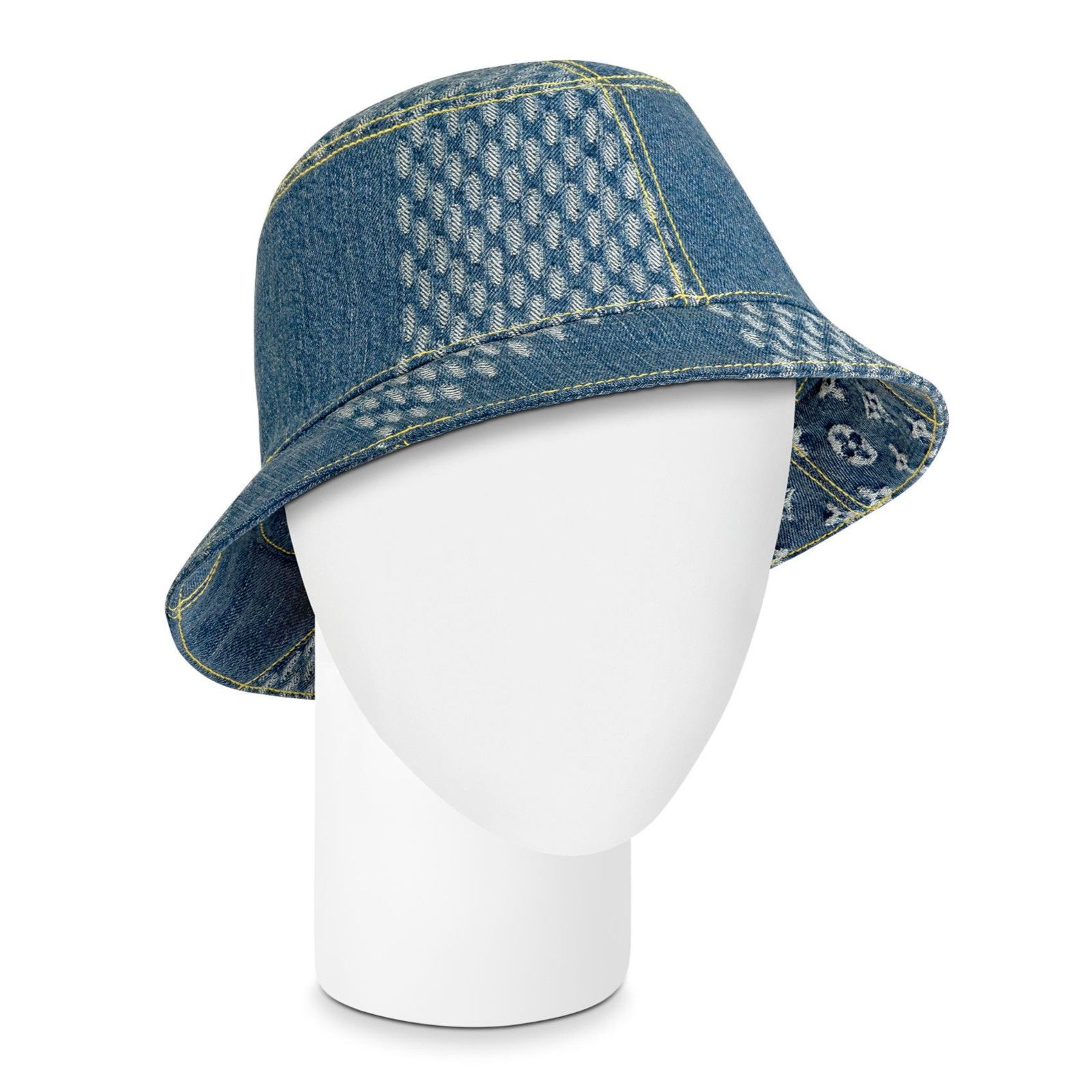Louis Vuitton Louis Vuitton Nigo Wave Denim Logo Sun Bucket Hat M 58cm Size ONE SIZE - 5 Thumbnail