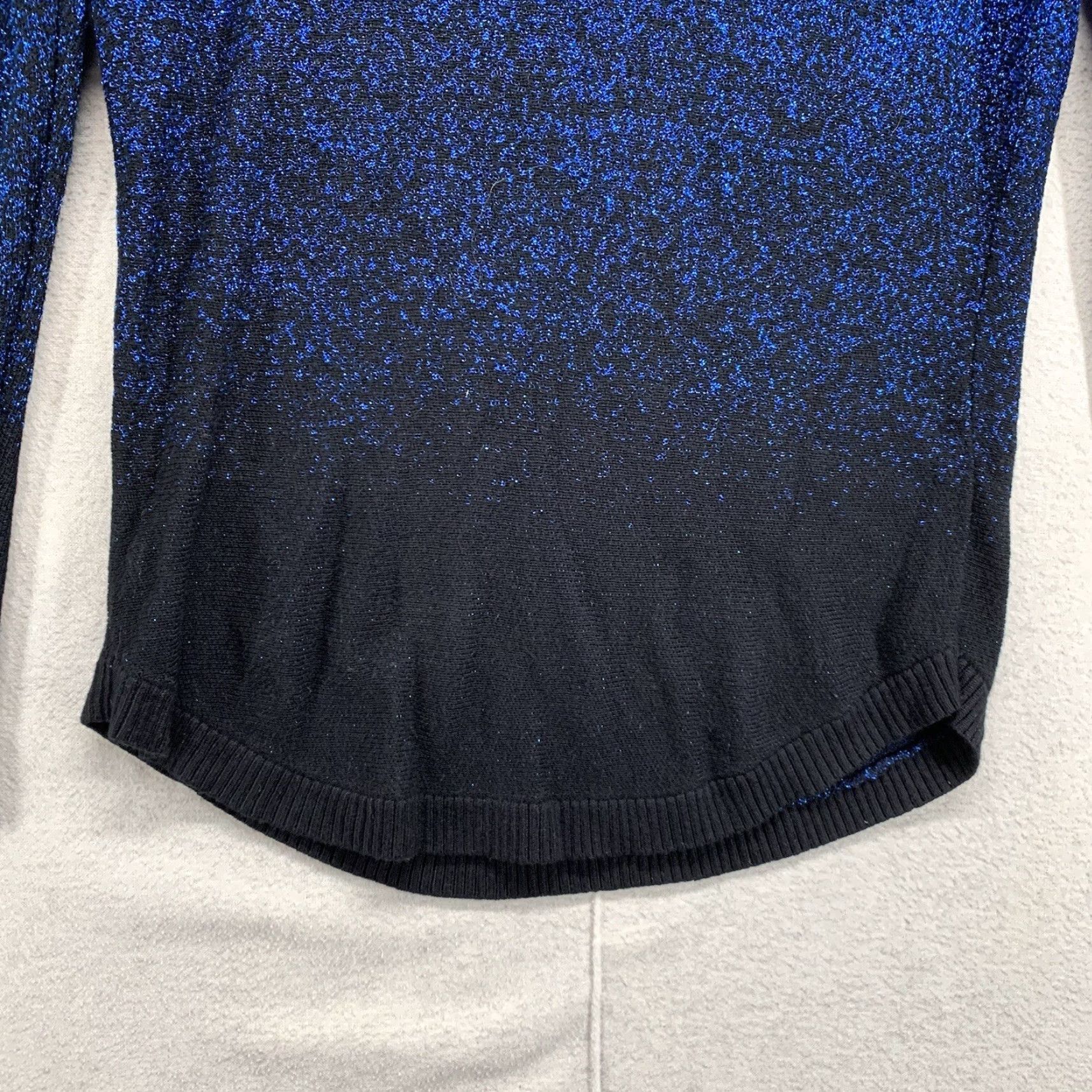 Vintage VINTAGE Notations Blouse Womens Small Black & Blue Metallic Textured V-Neck Long Sleeve Size S / US 4 / IT 40 - 7 Thumbnail