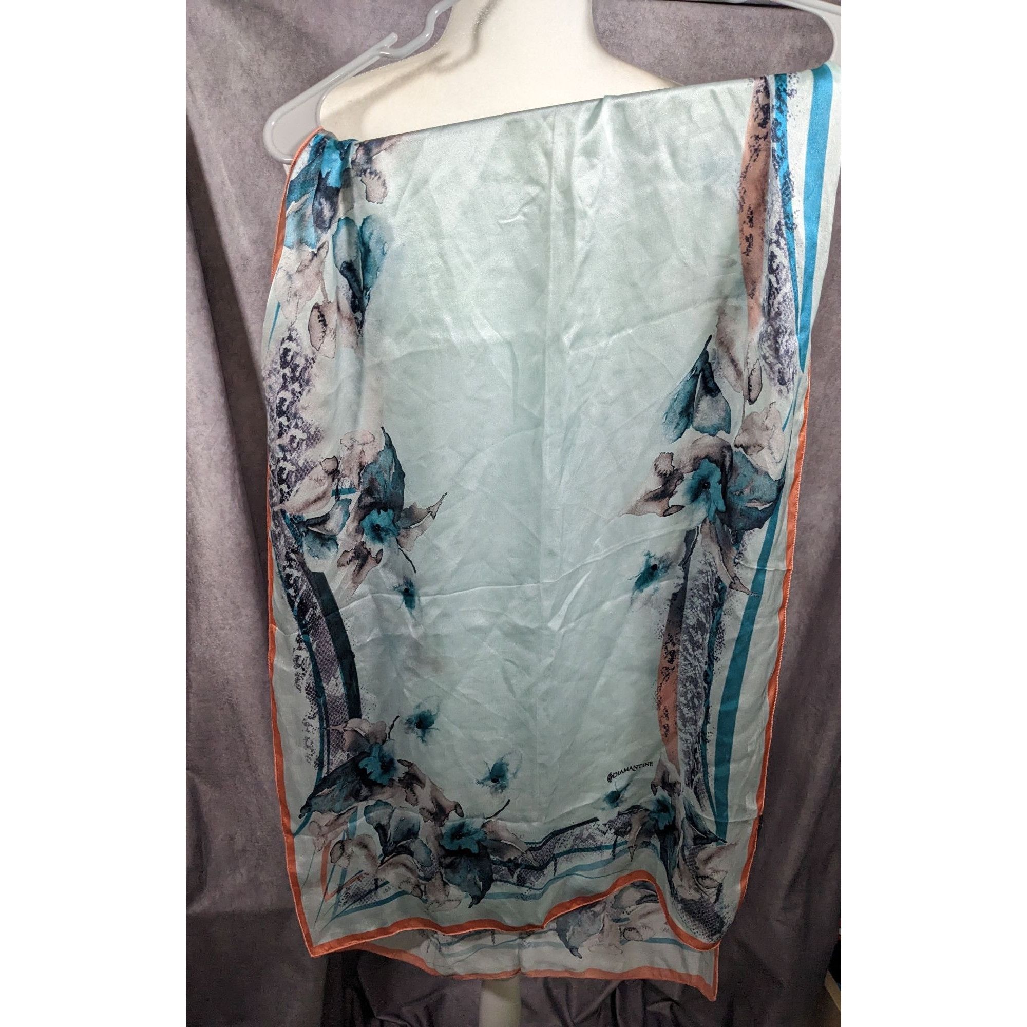 Other Diamantine Blue Floral Silky Lightweight Scarf Size ONE SIZE - 7 Thumbnail