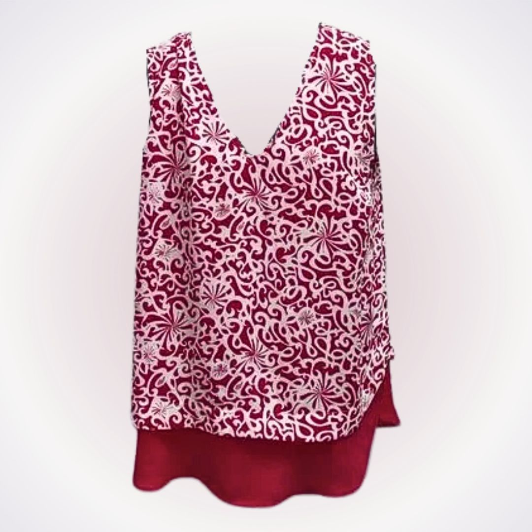 Other Halogen Red Print Sleeveless Blouse | Sz PL Size M / US 6-8 / IT 42-44 - 1 Thumbnail