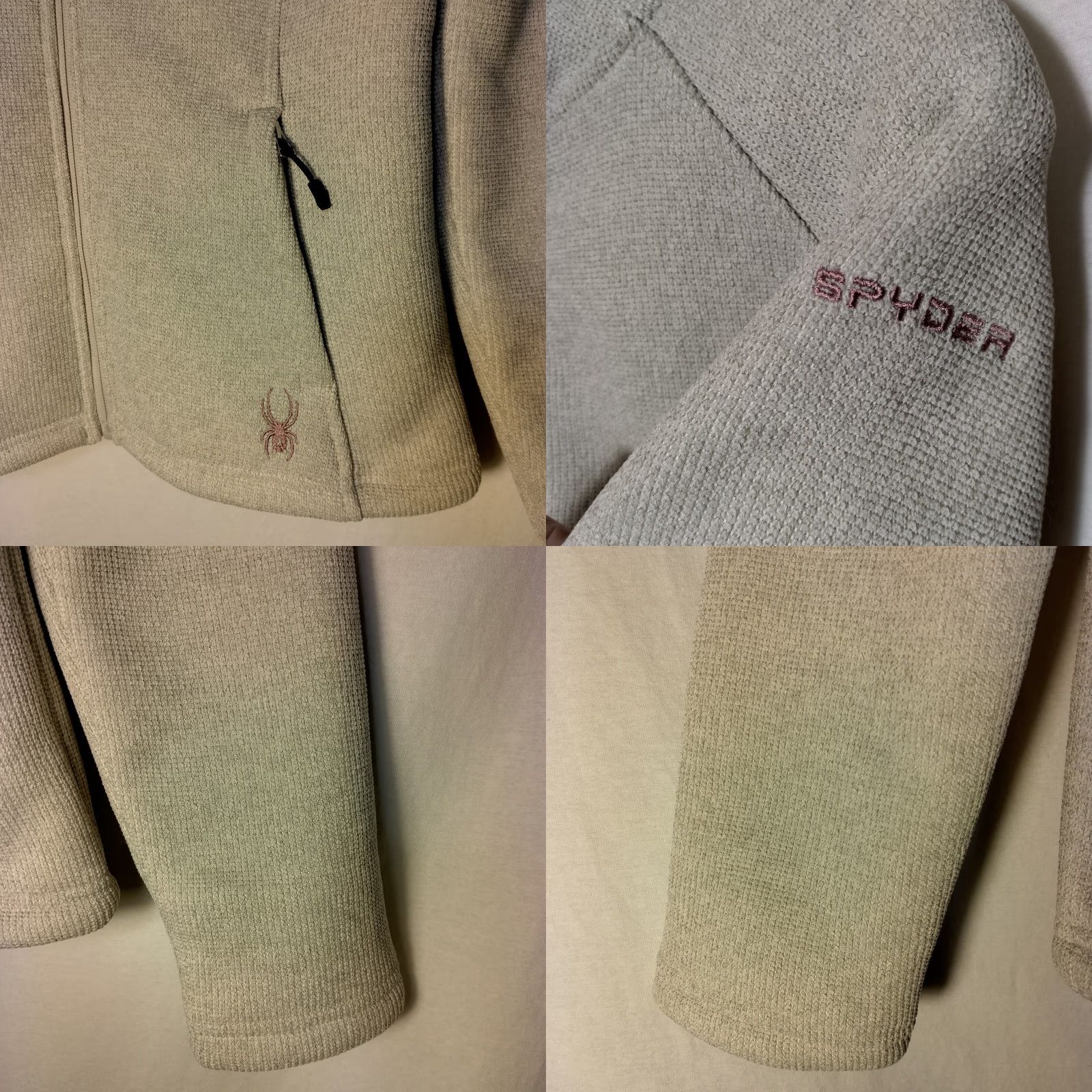 Spyder VINTAGE Spyder Knit Sweater Jacket Women M Oatmeal Heather Full Zip Sherpa Lined READ Size M / US 6-8 / IT 42-44 - 9 Thumbnail