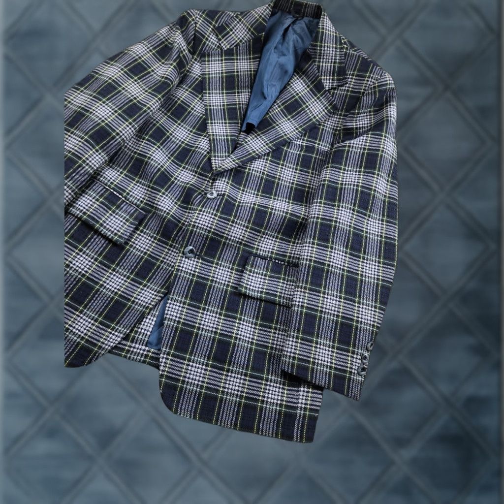 Vintage VINTAGE Towncraft Blazer Mens 40R Blue Plaid Check Sport Coat Jacket 70s Size 40R - 1 Thumbnail