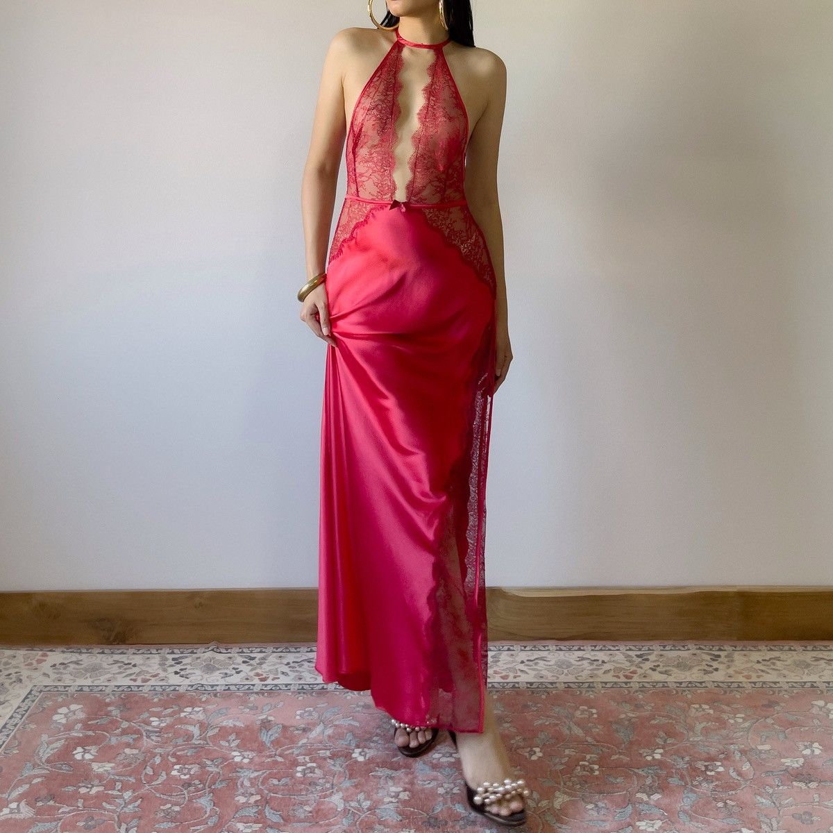Victoria's Secret VS Red Satin & Lace Slip Gown (XS-S) Size S / US 4 / IT 40 - 4 Thumbnail