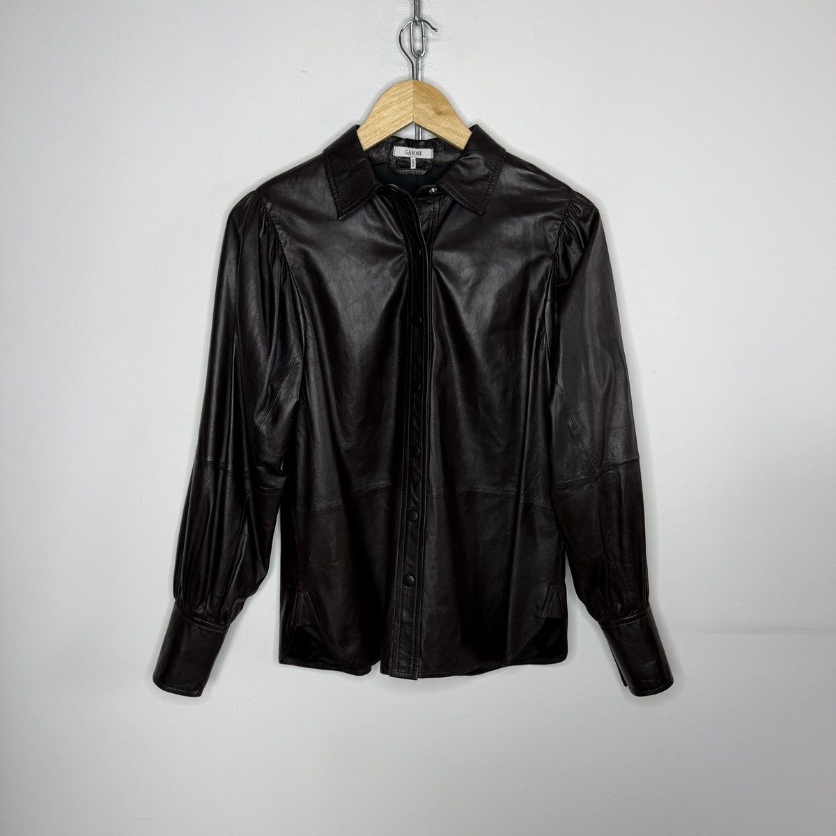 Ganni Ganni Lamb leather snap button shirt Size S / US 4 / IT 40 - 1 Thumbnail