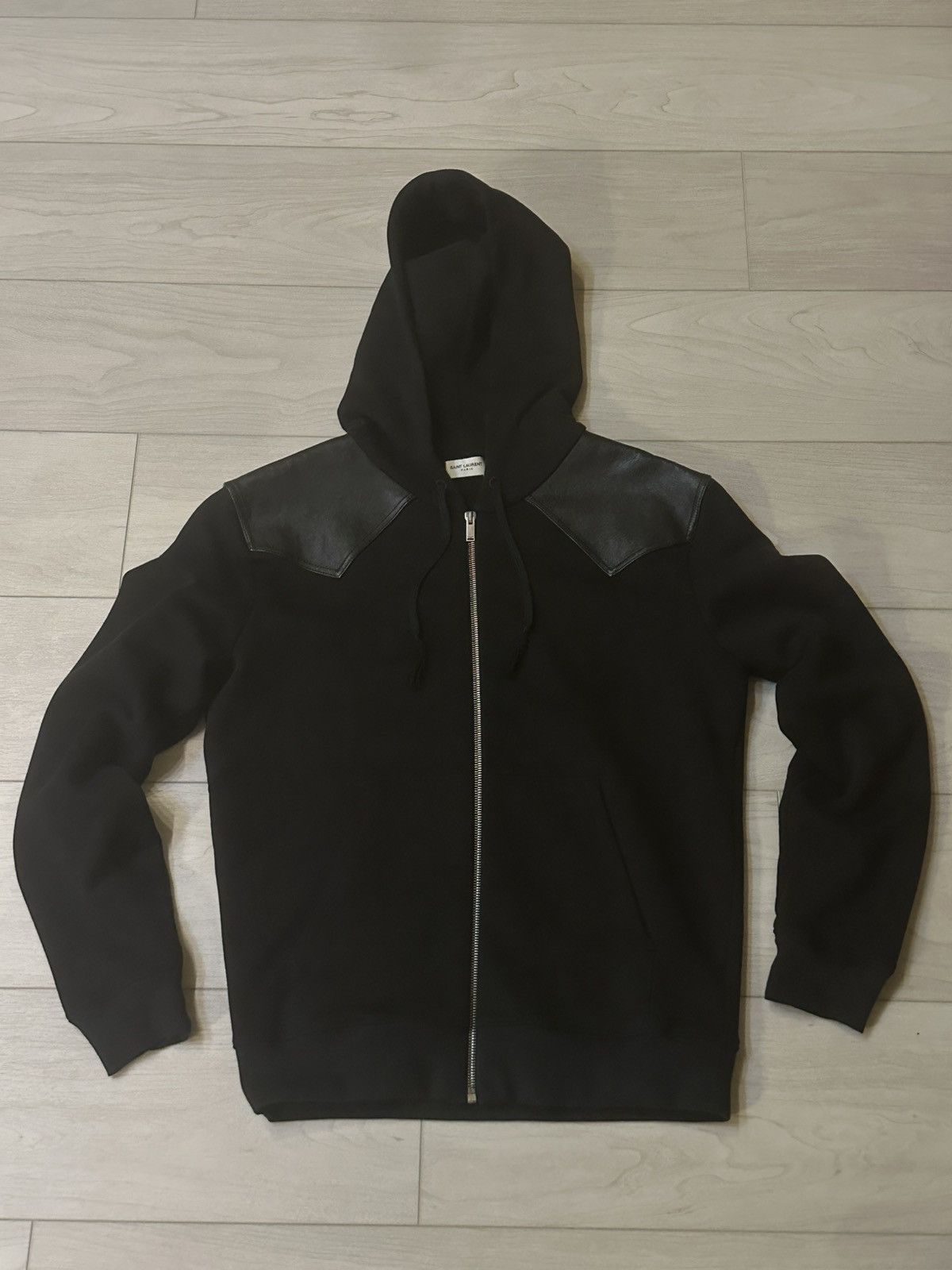 Designer × Saint Laurent Paris Saint Laurent Paris “Leather Shoulder Pad Hoodie” Size US S / EU 44-46 / 1 - 1 Thumbnail