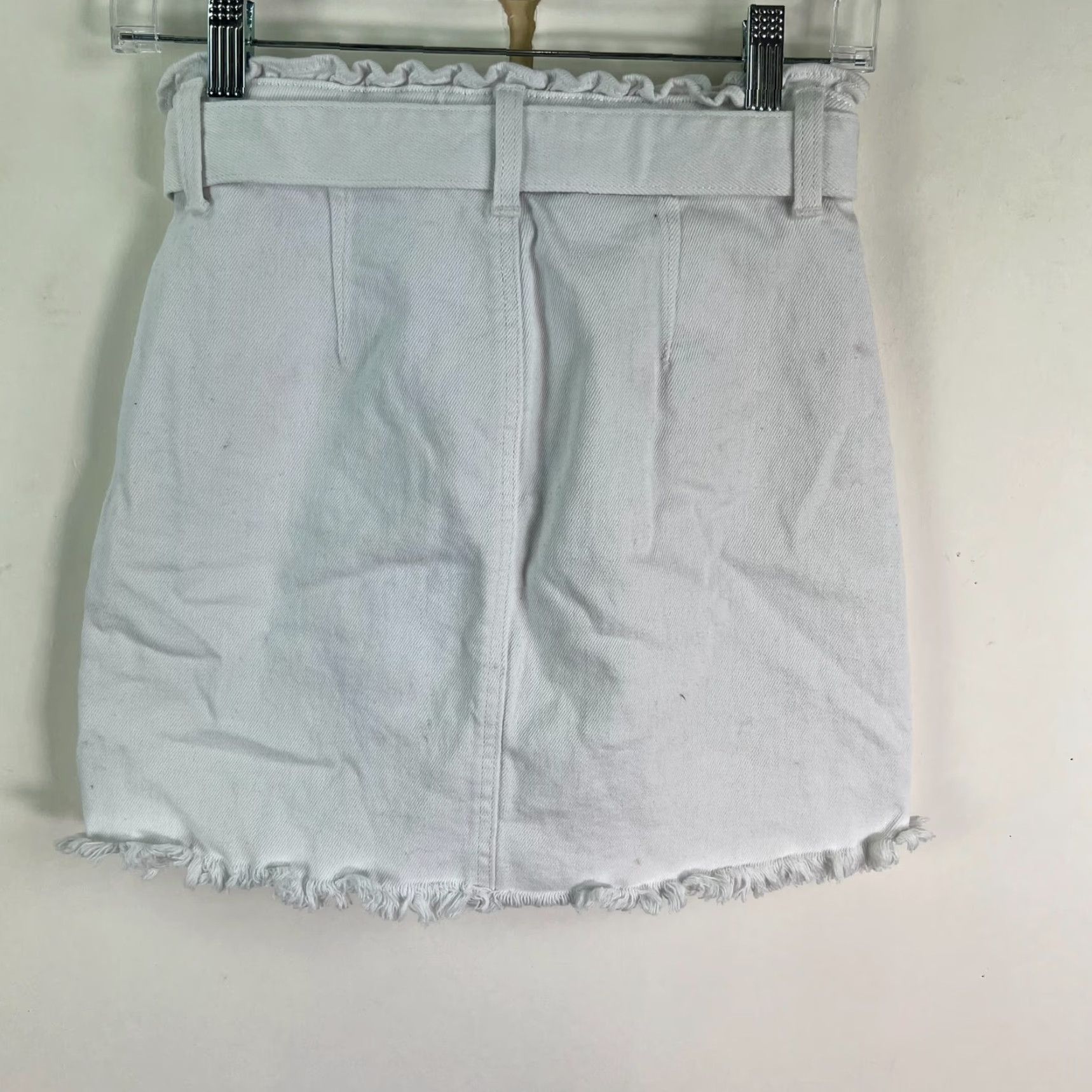 Denime VINTAGE SO White Denim Mini Skirt Womens Size 5 27W Short Casual Party Cotton Blend Stretch Size 27" / US 4 / IT 40 - 4 Thumbnail