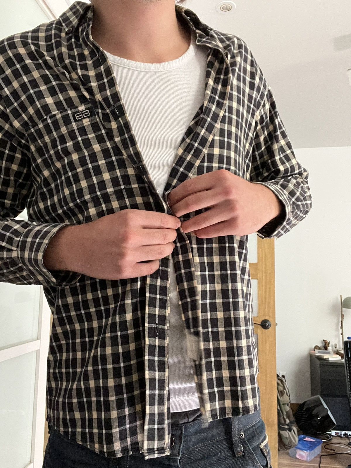 Balenciaga Vintage Balenciaga Plaid Shirt Size US M / EU 48-50 / 2 - 12 Thumbnail