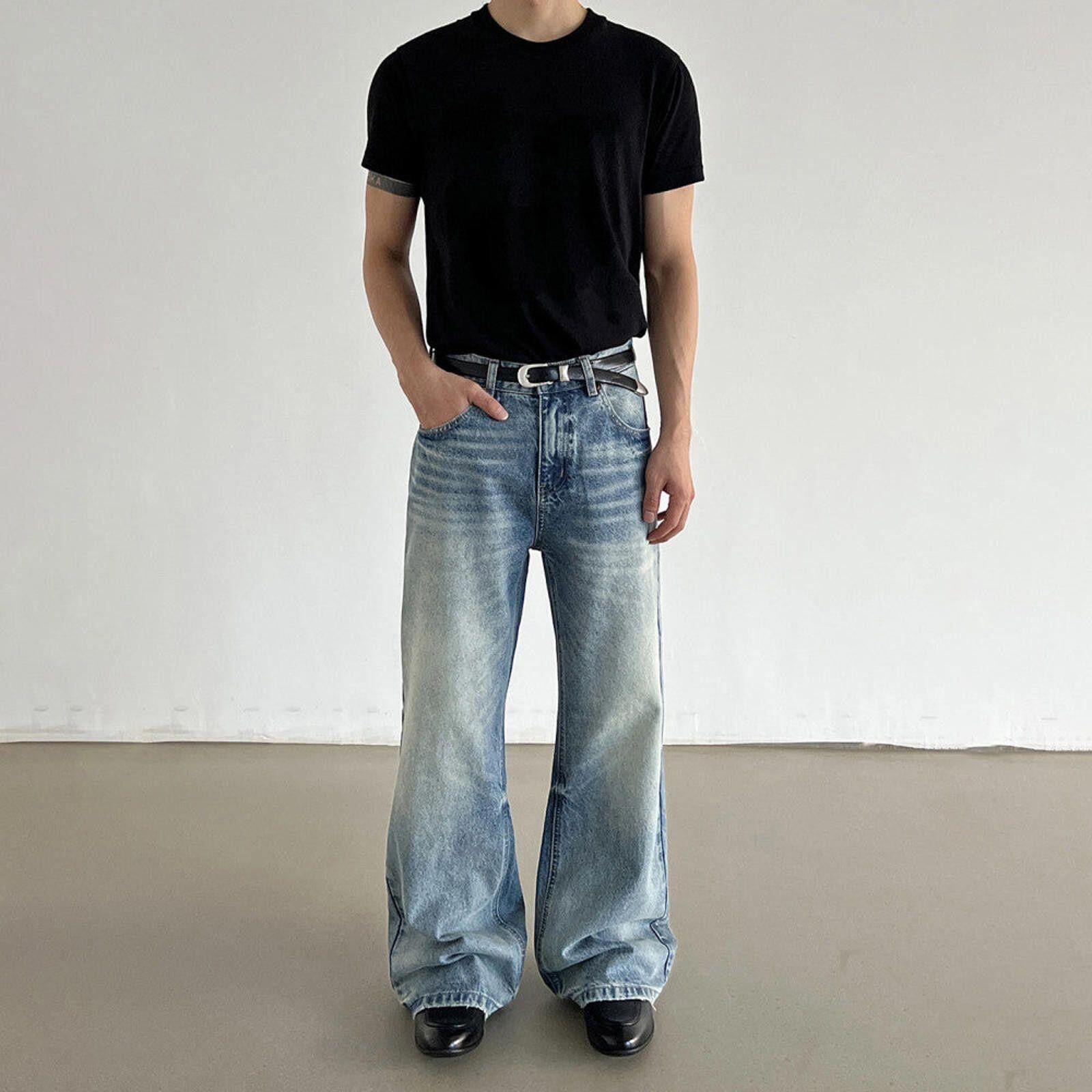 Jean Whiskered Loose Wide-Leg Jeans Size US 33 - 1 Thumbnail