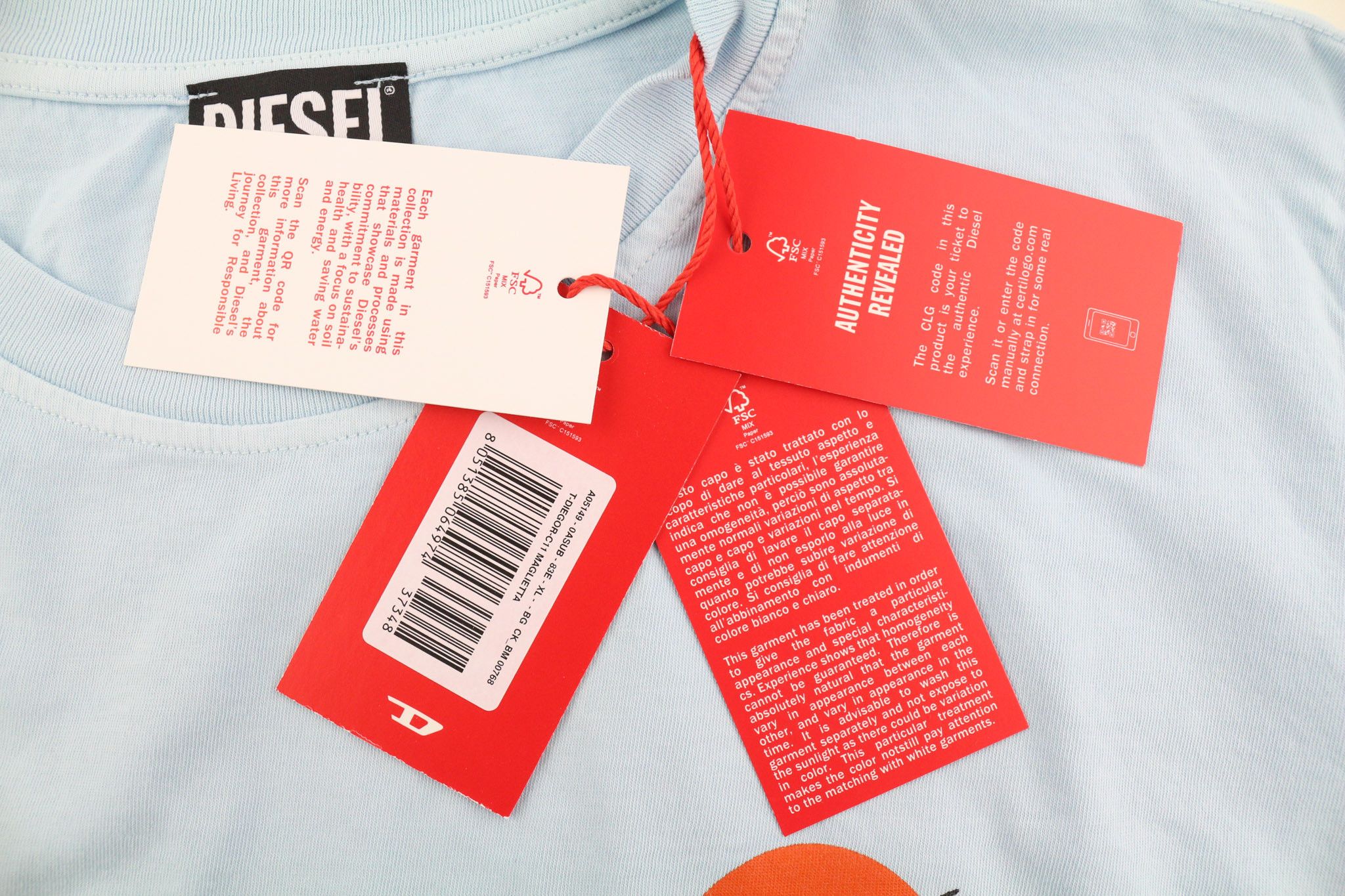 Diesel T-DIEGOR-C11 XL Crew Neck Tricot Blue T-Shirt 40306 Size US XL / EU 56 / 4 - 8 Thumbnail