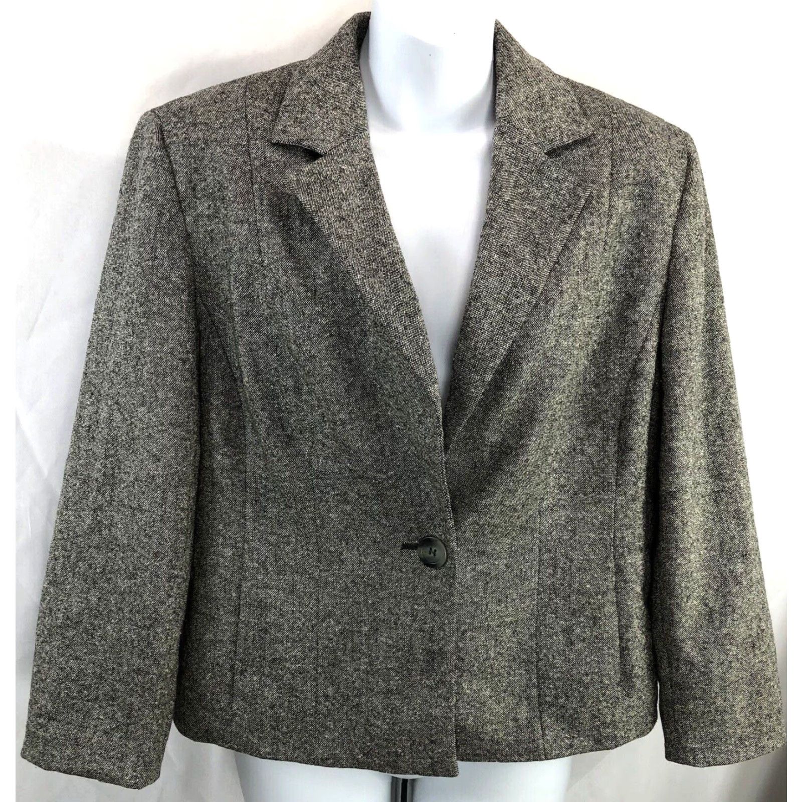 Vintage Valerie Stevens Jacket 10 gray wool silk blend pockets lined career work Size L / US 10 / IT 46 - 2 Thumbnail