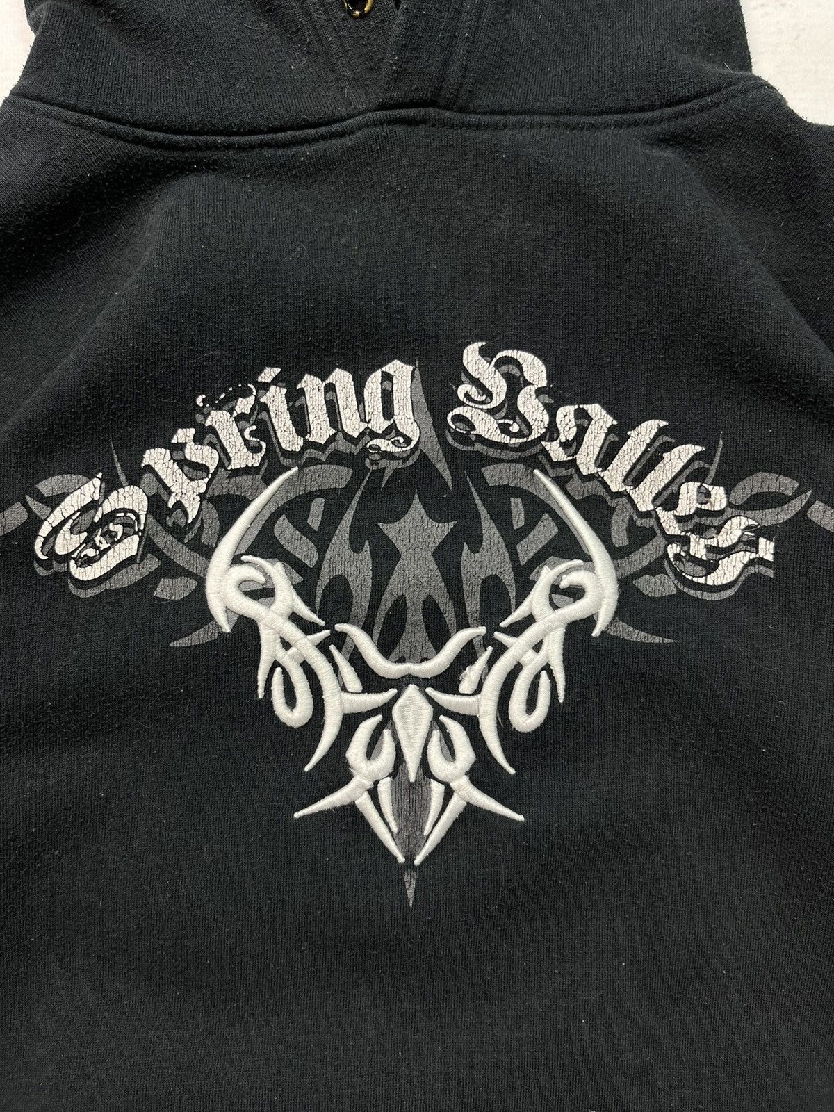 Band Tees × Vintage Vintage Demonic Tribal Hoodie Washed Band Metal Rock 90s Size US L / EU 52-54 / 3 - 5 Thumbnail