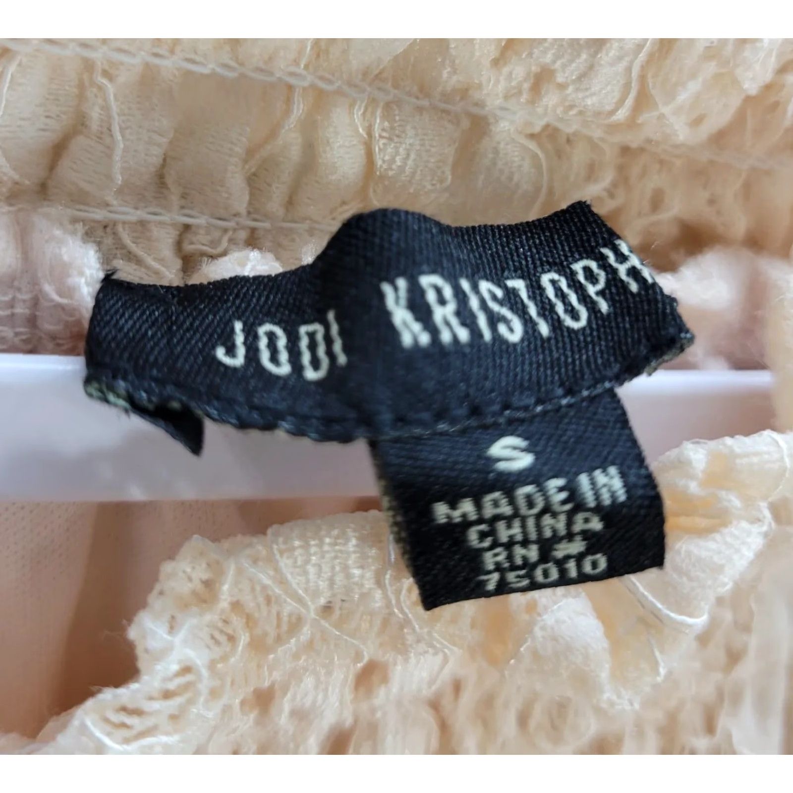 Vintage Jodi Kristopher Blouse Tunic Lace Peach Boat Neck 3/4 Sleeve Tie S NWT Womens Size S / US 4 / IT 40 - 3 Thumbnail