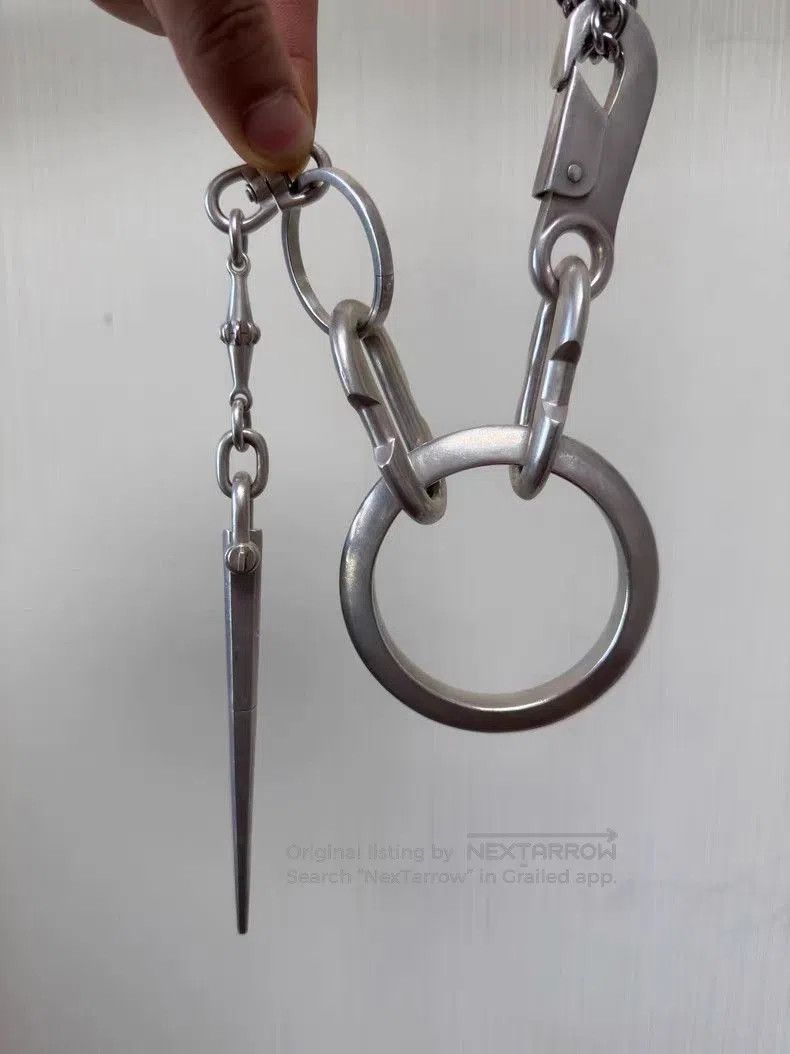 Parts Of Four Silver Chain with Large Ring and Spike Pendant. Size ONE SIZE - 2 Thumbnail