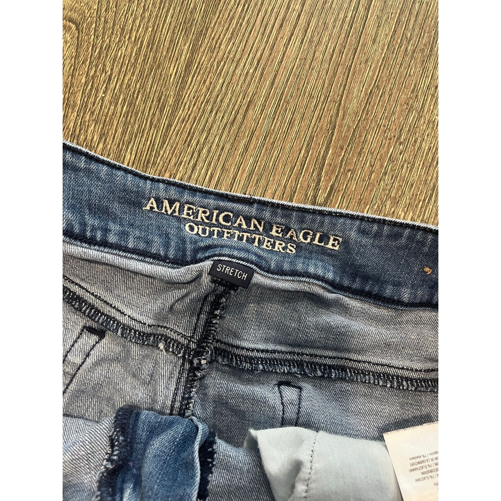 American Eagle Outfitters American Eagle Cut-Off Shorts Mid Rise Stretch Blue Size 14 Size 36" / US 14 / IT 50 - 6 Thumbnail