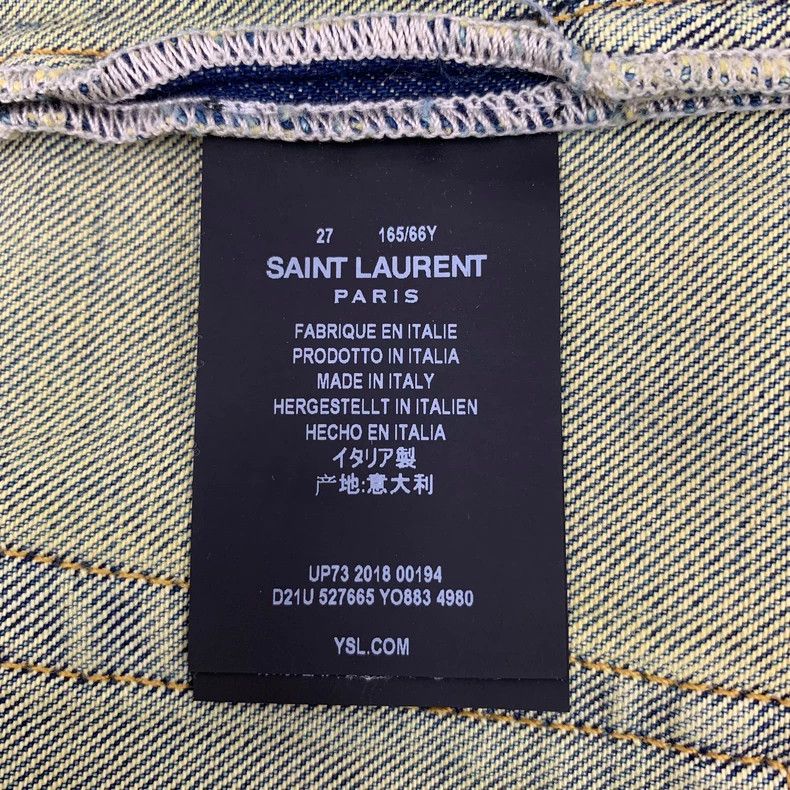 Saint Laurent Paris Saint Laurent Paris Blue washed old cotton fringed casual Size 27" / US 4 / IT 40 - 6 Thumbnail