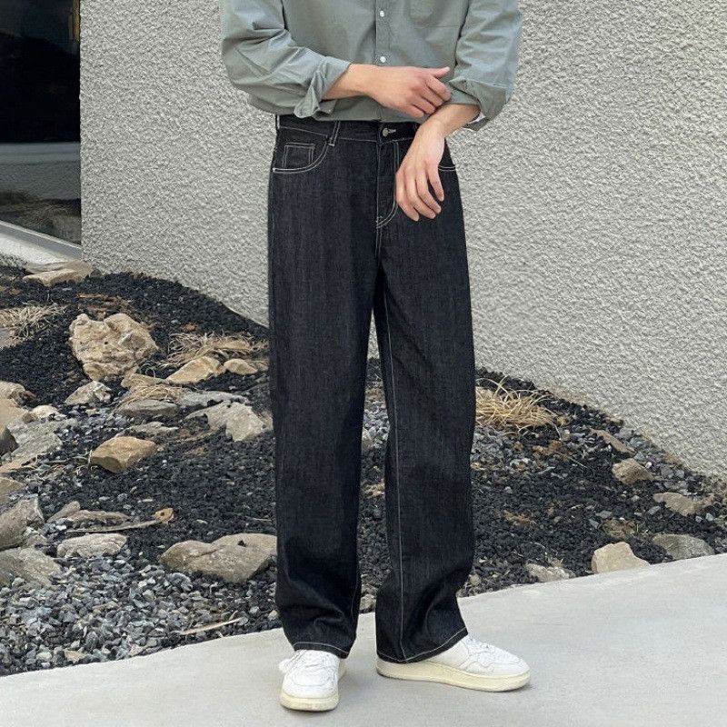 Japanese Brand Retro loose casual washed straight leg jeans Size US 32 / EU 48 - 4 Thumbnail