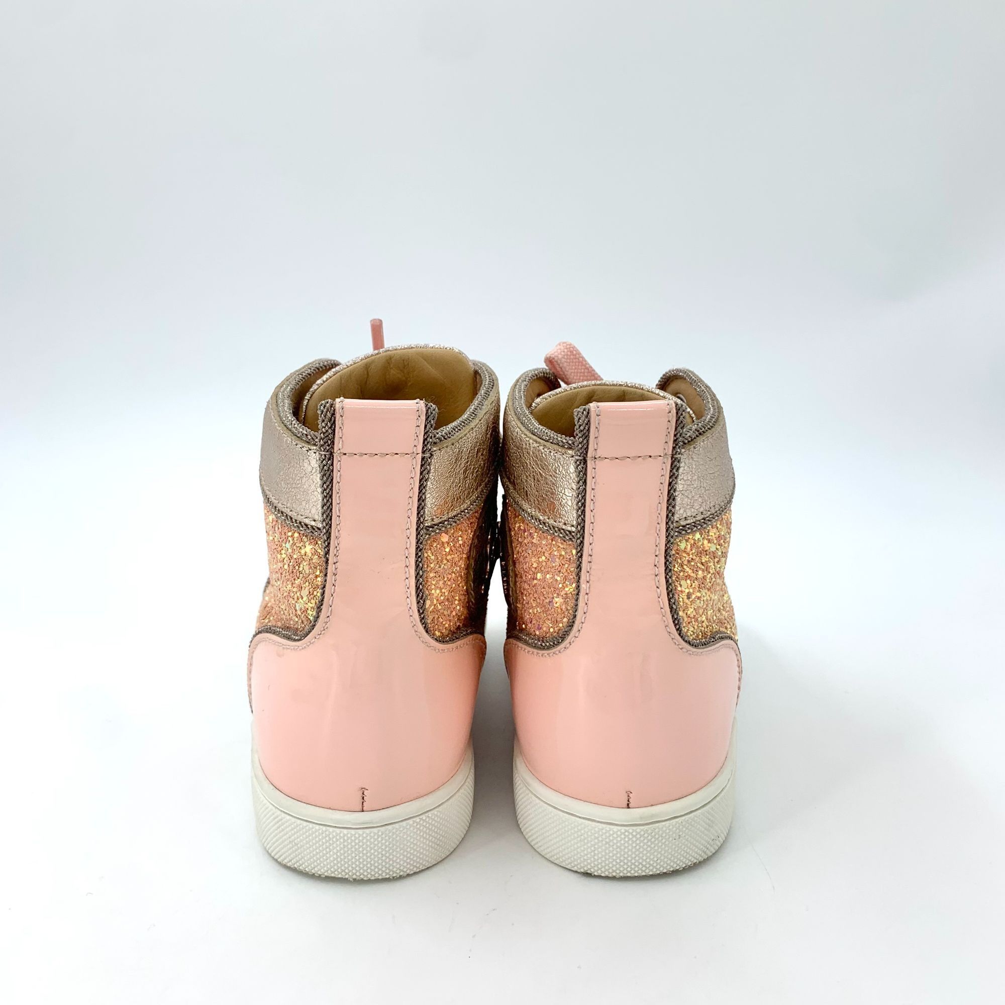 Christian Louboutin Gold & Pink Glitter Sneakers