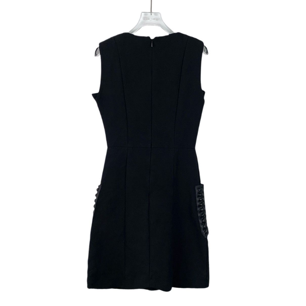 Fendi endi Black Pocket Leather Patchwork Wool Sleeveless Dress Size XS / US 0-2 / IT 36-38 - 2 Thumbnail