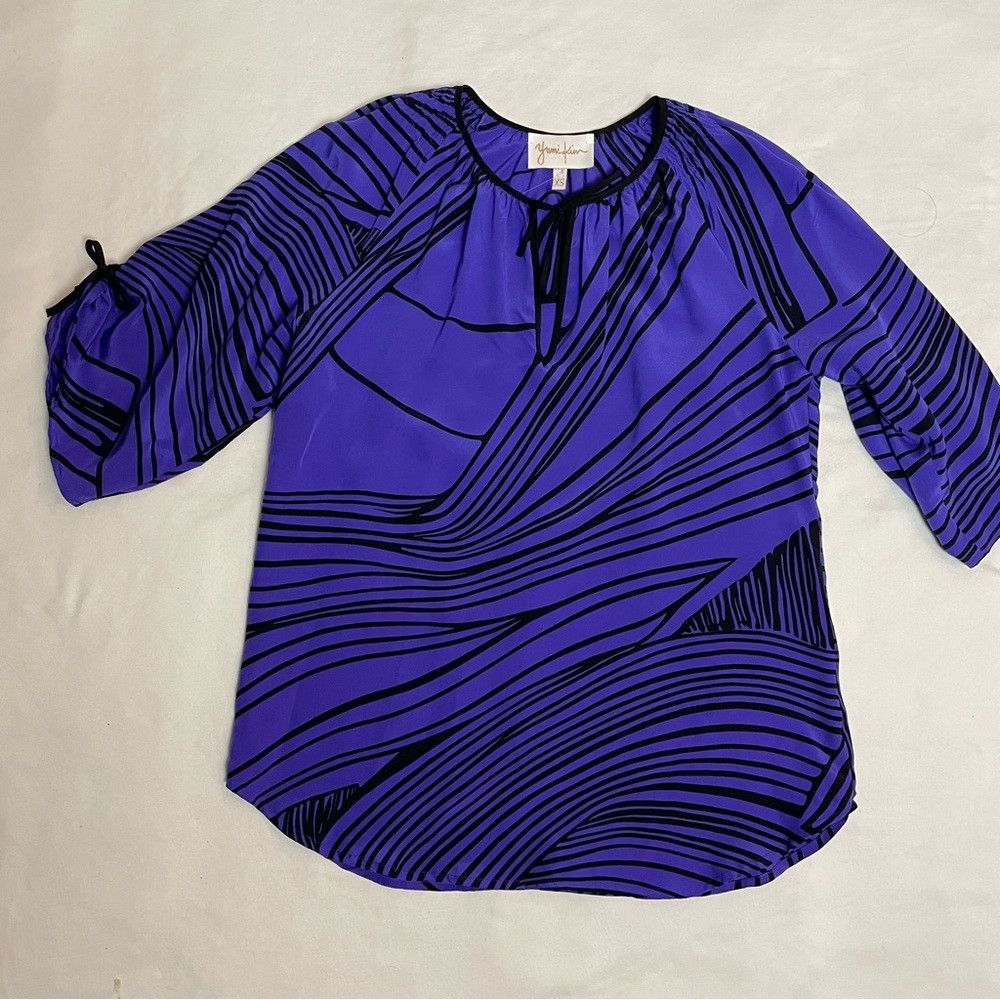 Other New Yumi Kim Purple Black Silk Blouse Size XS Size XS / US 0-2 / IT 36-38 - 6 Thumbnail