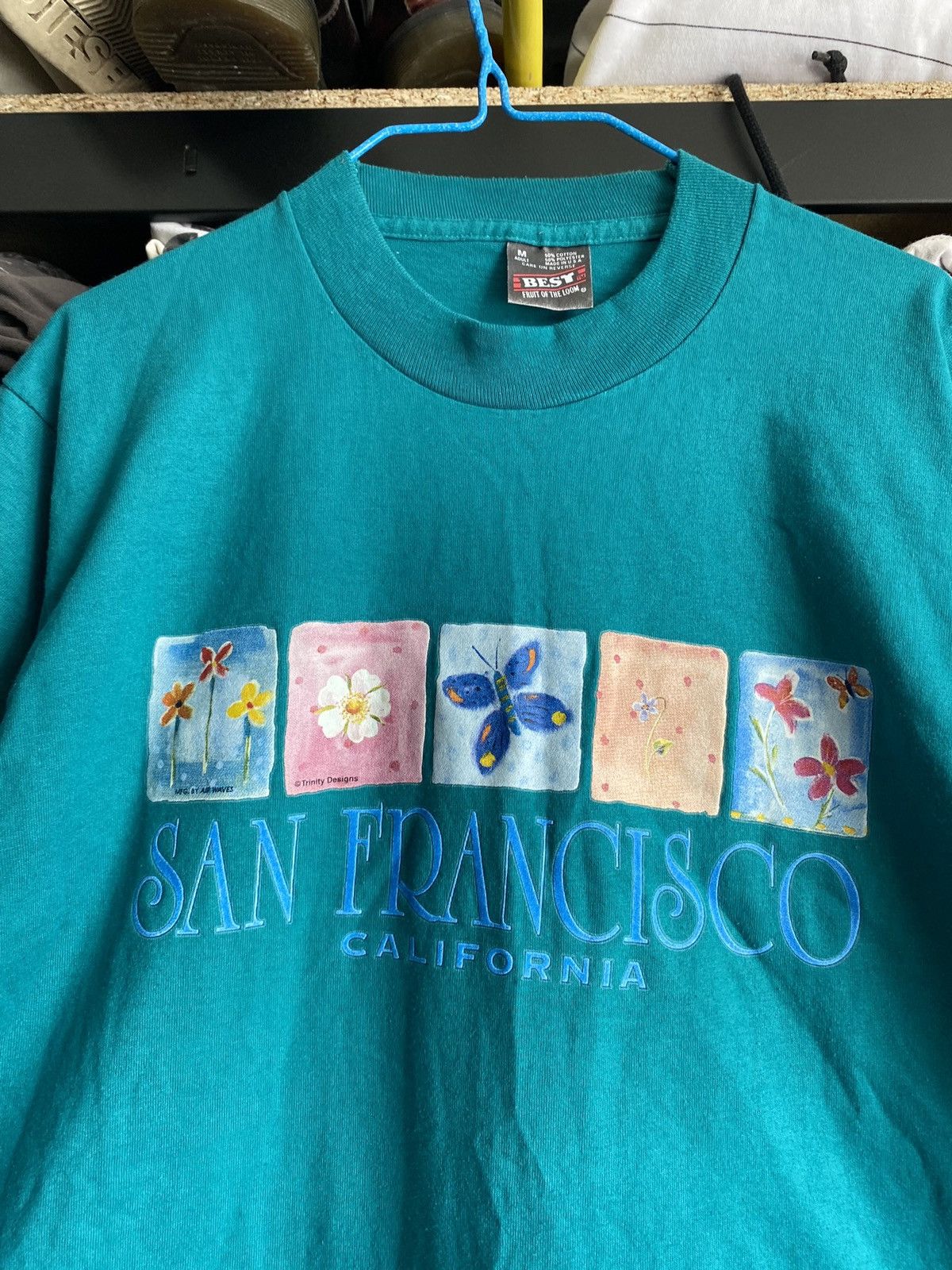 Vintage 80s🔥Art Usa San Francisco Trinity Design By Air Waves Shirt Size US M / EU 48-50 / 2 - 2 Thumbnail