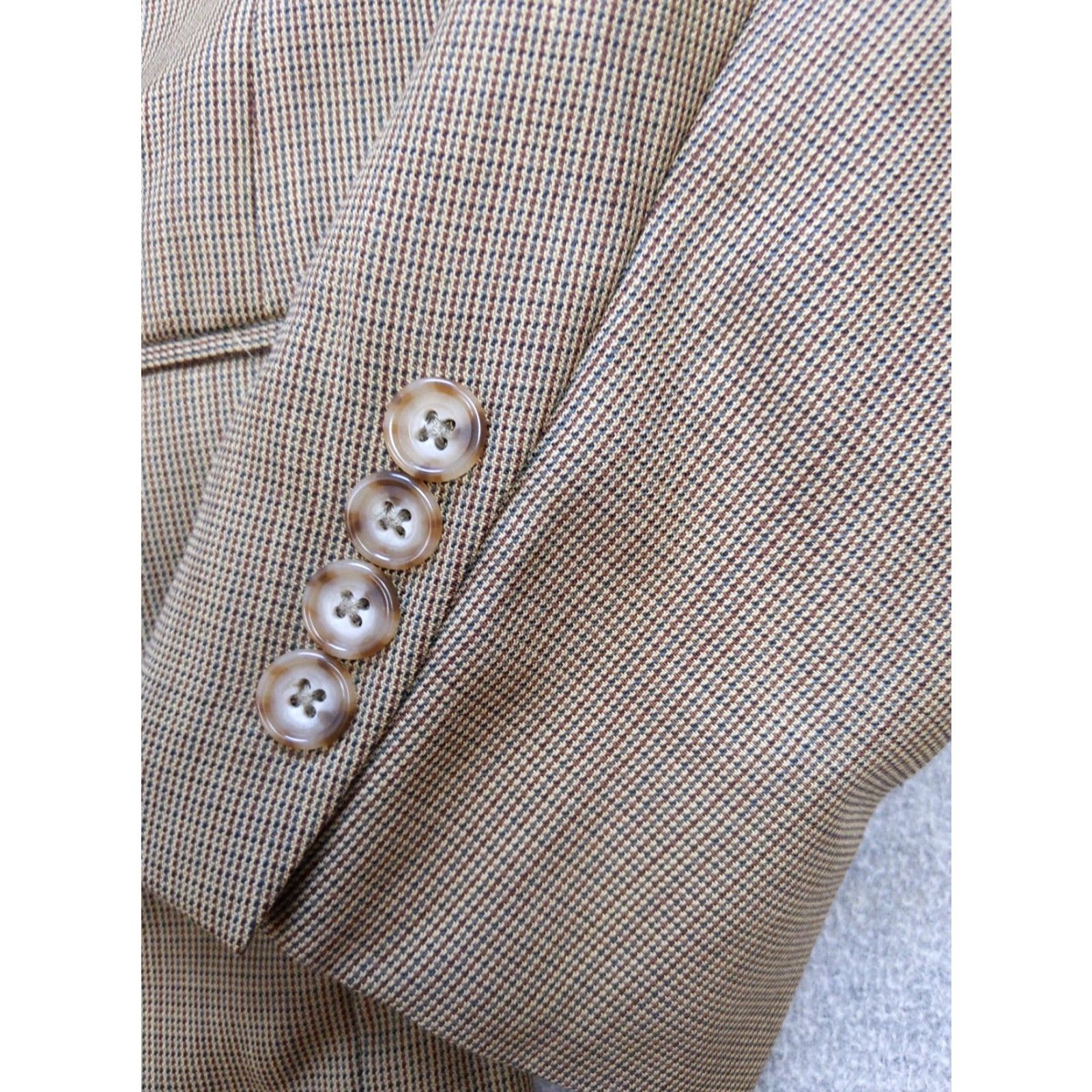 Oscar De La Renta Oscar de la Renta Blazer Mens 40R Brown Micro Houndstooth Sports Coat Jacket Size 40R - 2 Thumbnail