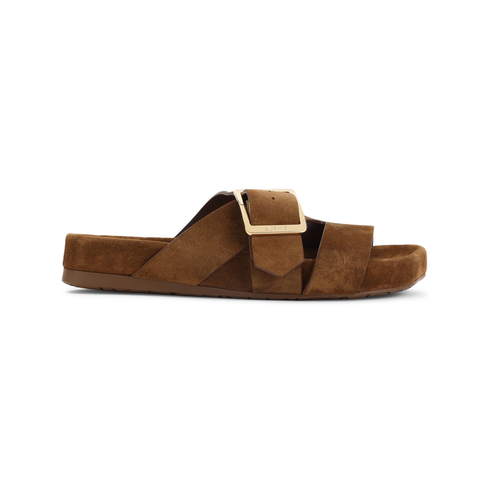 ロエベ Loewe Ease Bucle Slide Sandals Ease Buckle slide in suede Beige - LOEWE