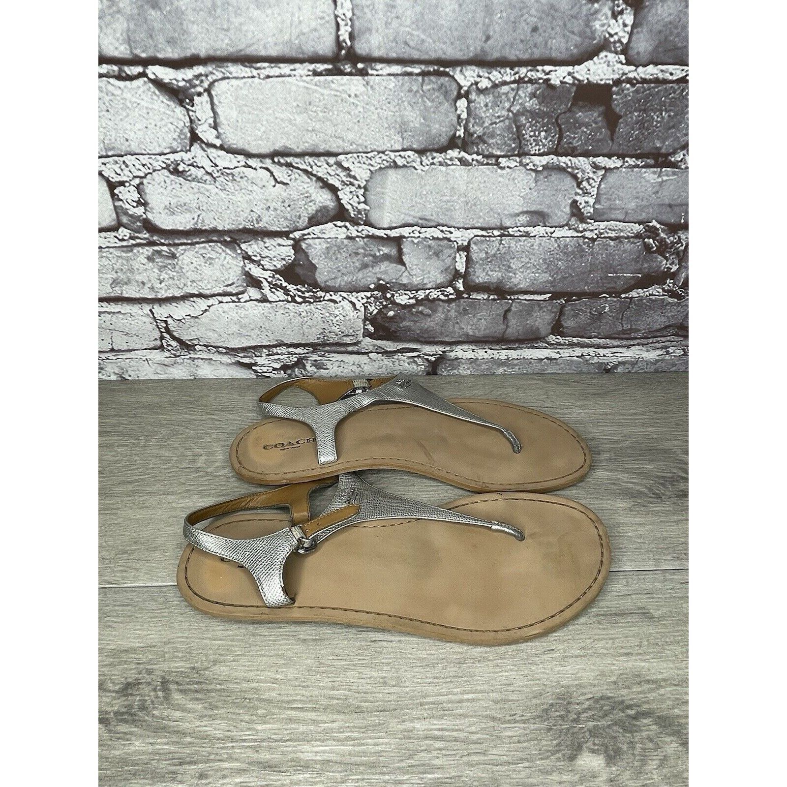 Coach Coach Cheyanne Silver Leather Thong Strap Flats Sandals Wome Size US 9.5 / IT 39.5 - 6 Thumbnail
