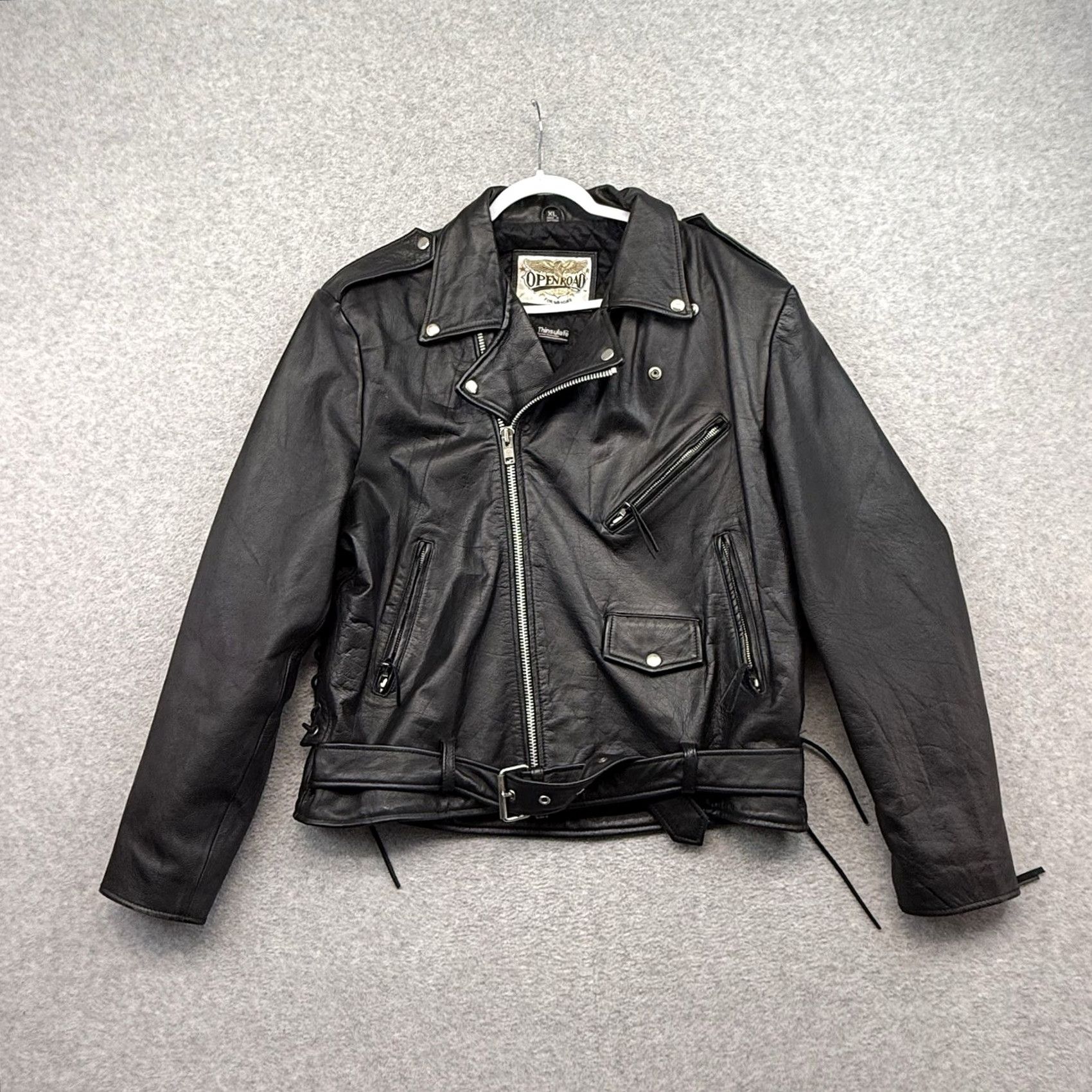 Vintage VINTAGE Wilsons Black Leather Heavy Biker Motorcycle Jacket XL Moto Insulated Size US XL / EU 56 / 4 - 2 Thumbnail