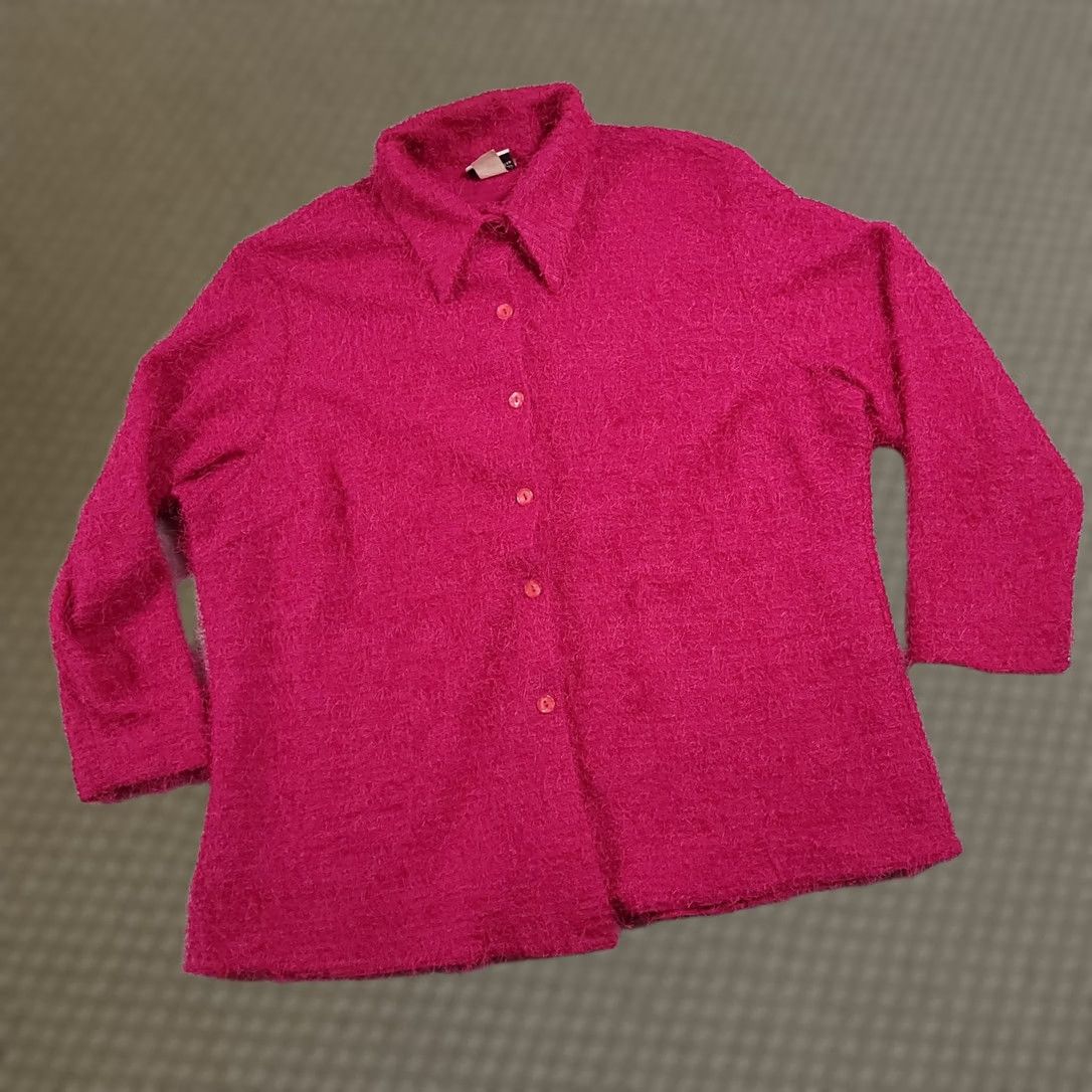 Vintage VINTAGE Fashion Bug Sweater Cardigan Womens 2XL Pink Fuzzy Button Up Knit 90s Collared Size XXL / US 16-18 / IT 52-54 - 1 Thumbnail